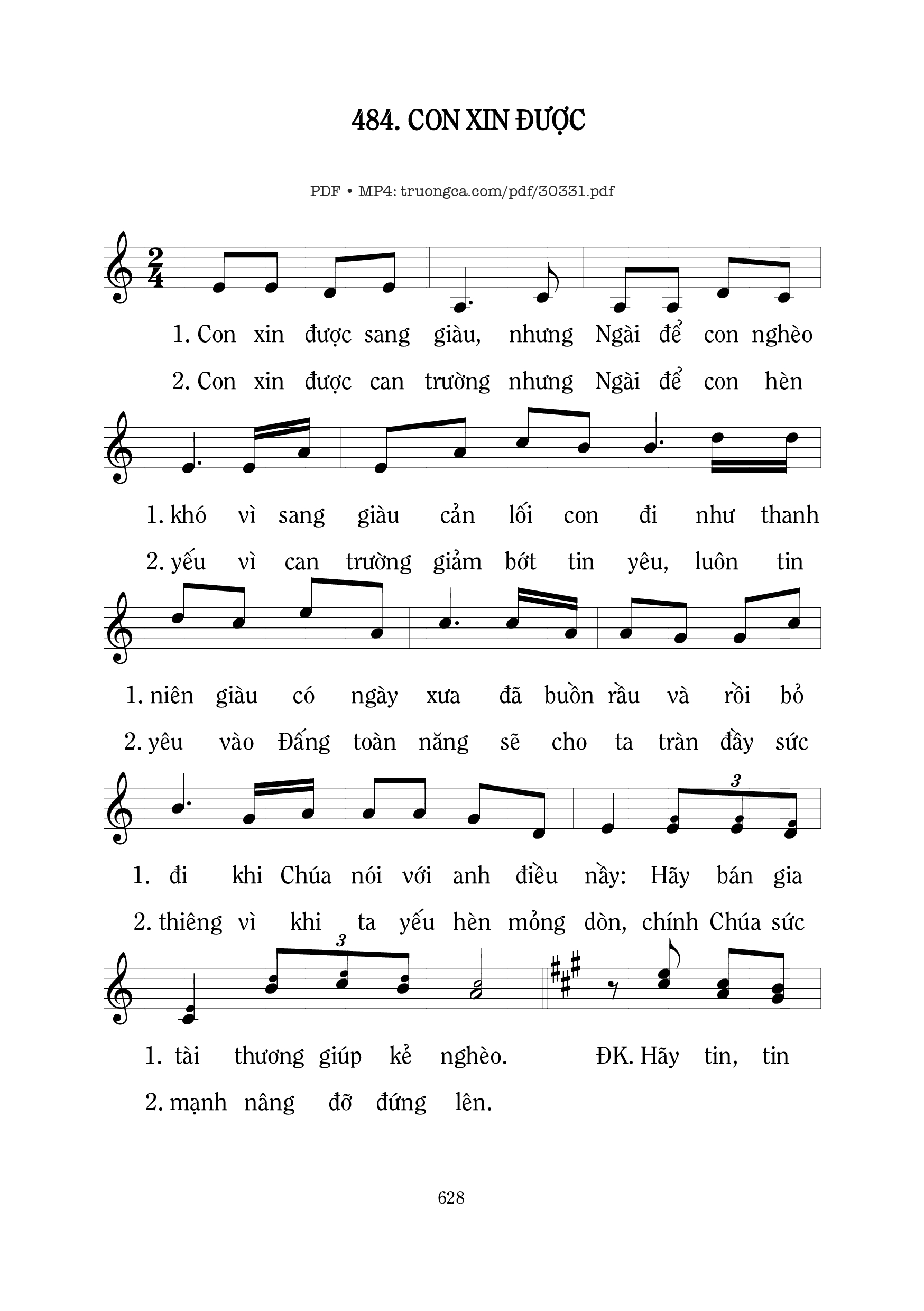 Sheet nhạc PDF bài Con xin được