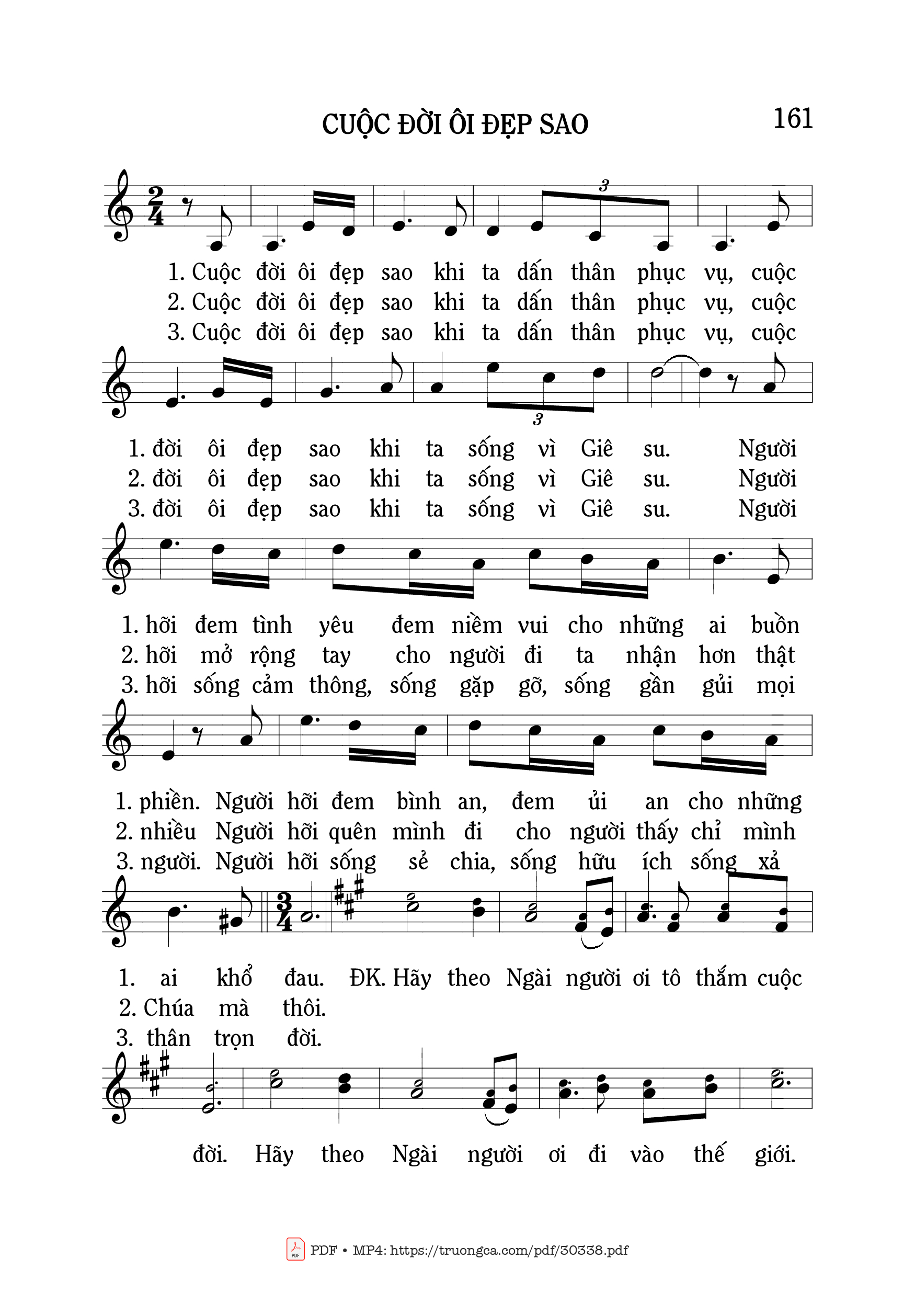 Sheet nhạc PDF bài Cuộc đời ôi đẹp sao