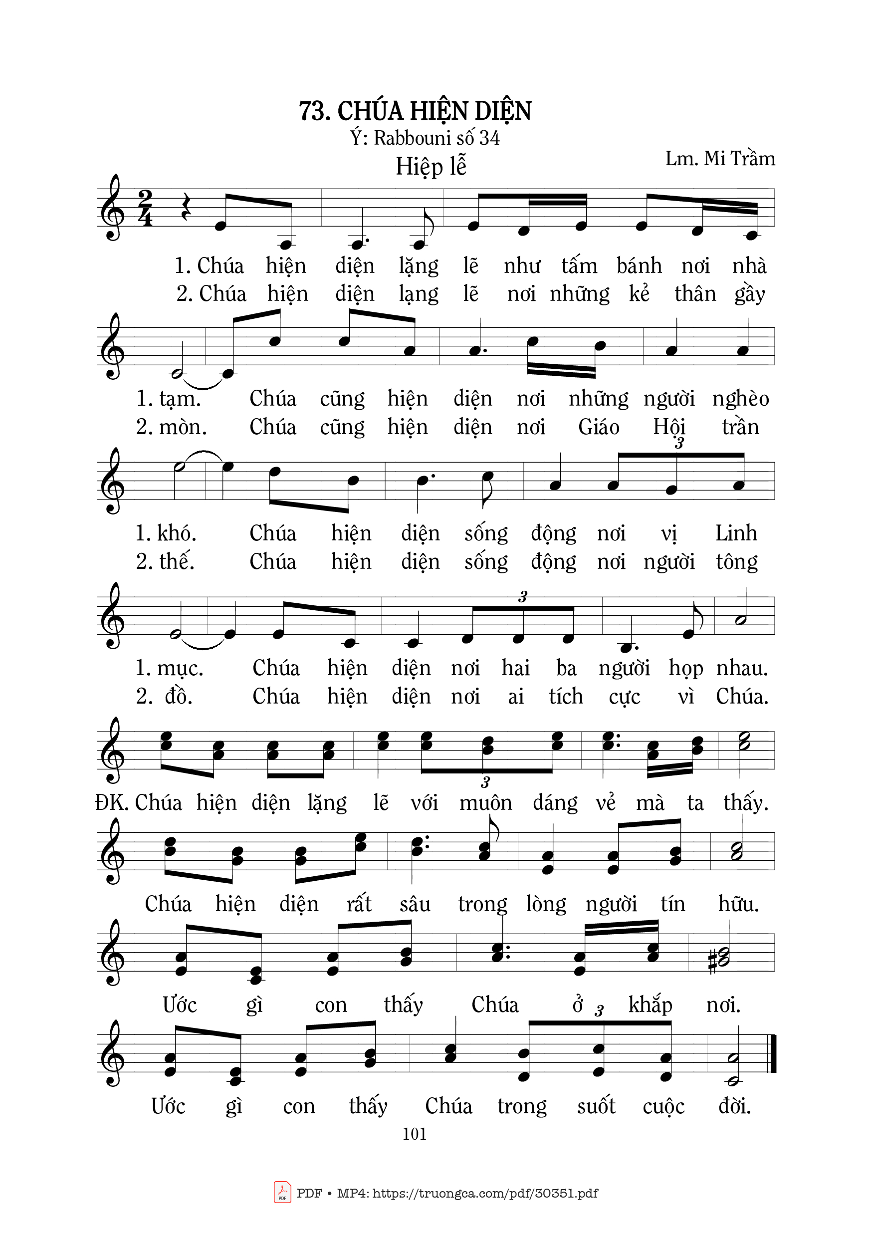 Sheet nhạc PDF bài Chúa hiện diện