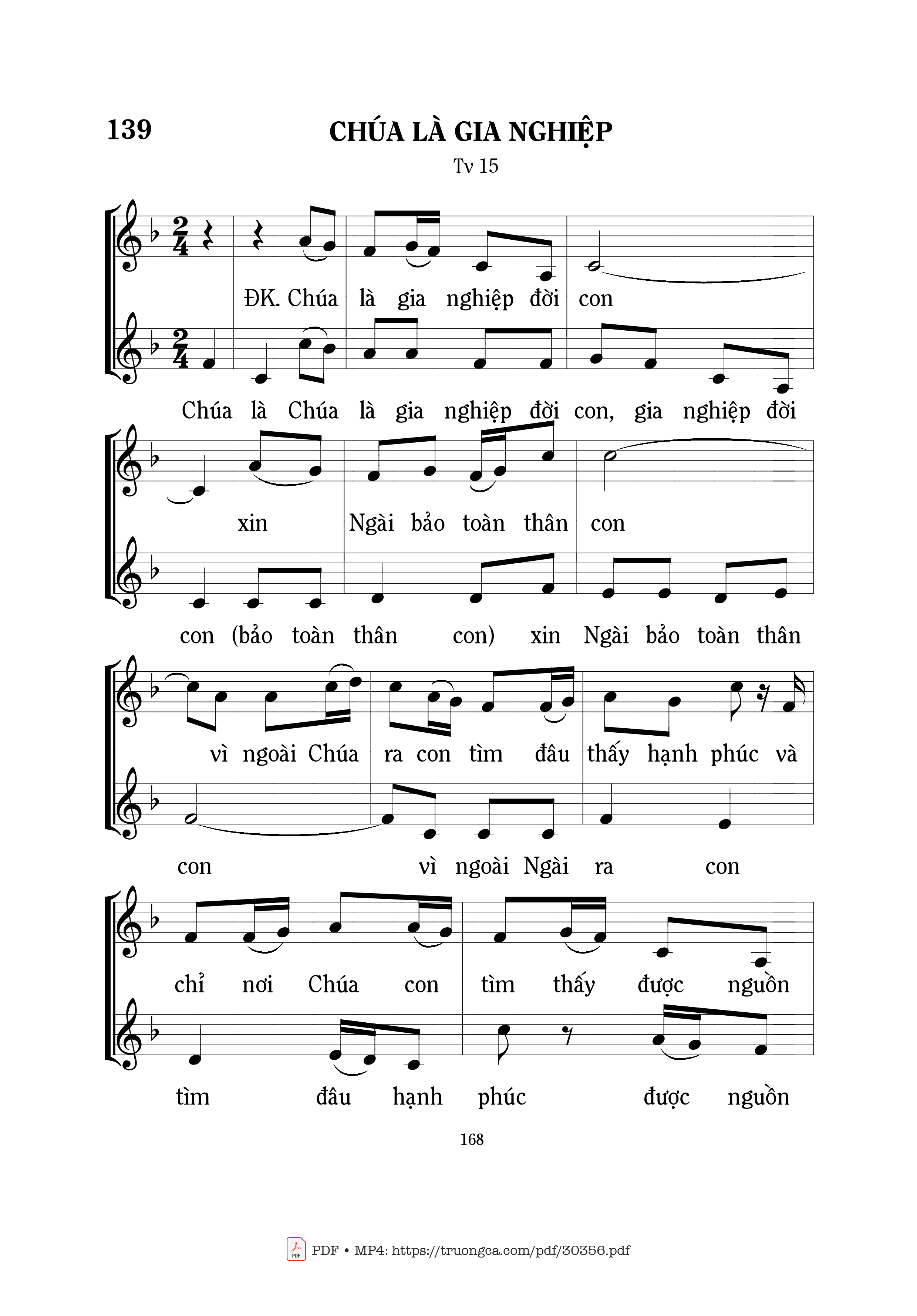 Sheet nhạc PDF bài Chúa là gia nghiệp (Tv. 15)