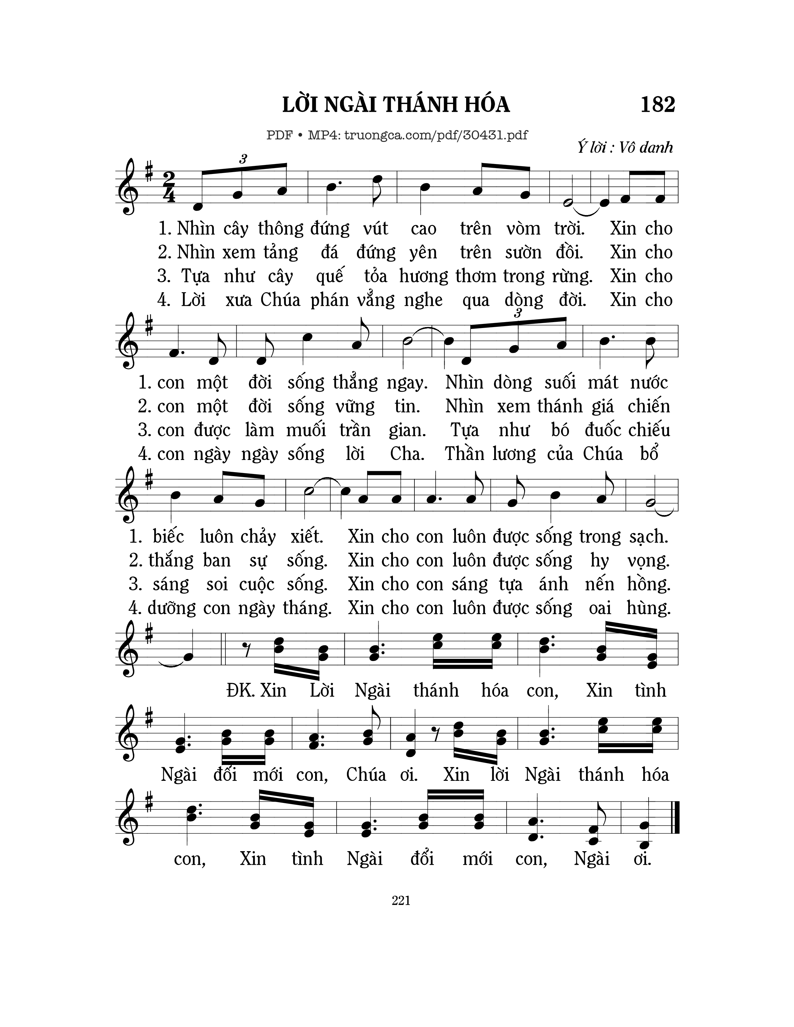 Trang 1 của Sheet nhạc PDF bài hát Lời Ngài thánh hóa - Mi Trầm