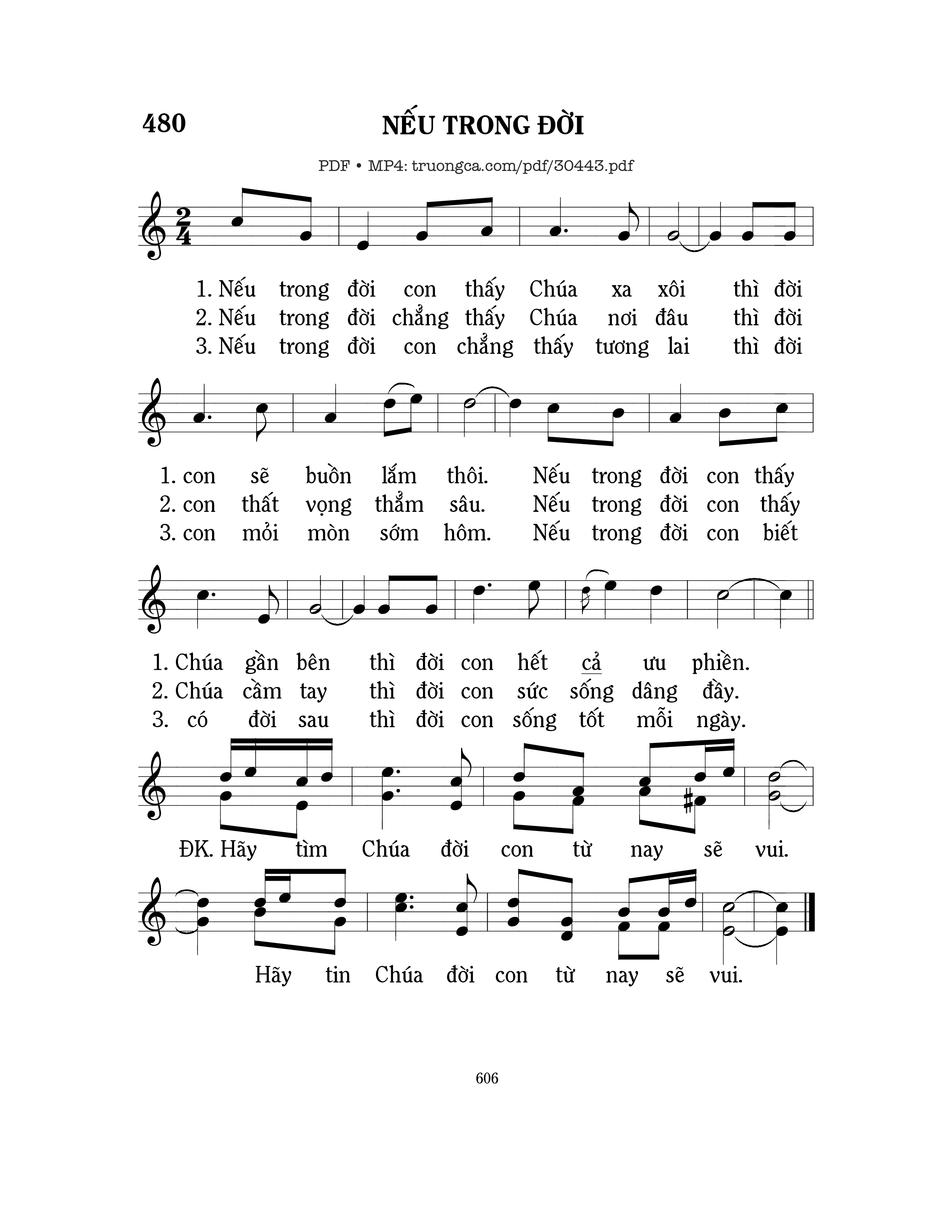 Trang 1 của Sheet nhạc PDF bài hát Nếu trong đời - Mi Trầm