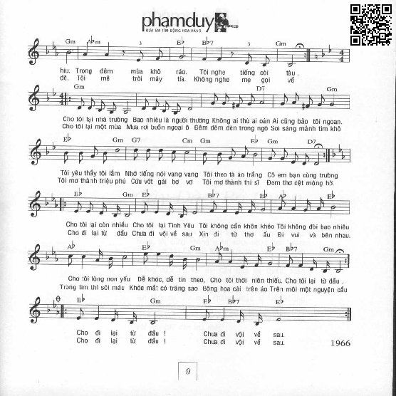 Trang 2 của Sheet nhạc PDF bài hát Kỷ niệm - Phạm Duy, Cho tôi lại ngày  nào,  Trăng lên bằng ngọn cau. Me tôi ngồi khâu  áo  bên cây đèn dầu  hao