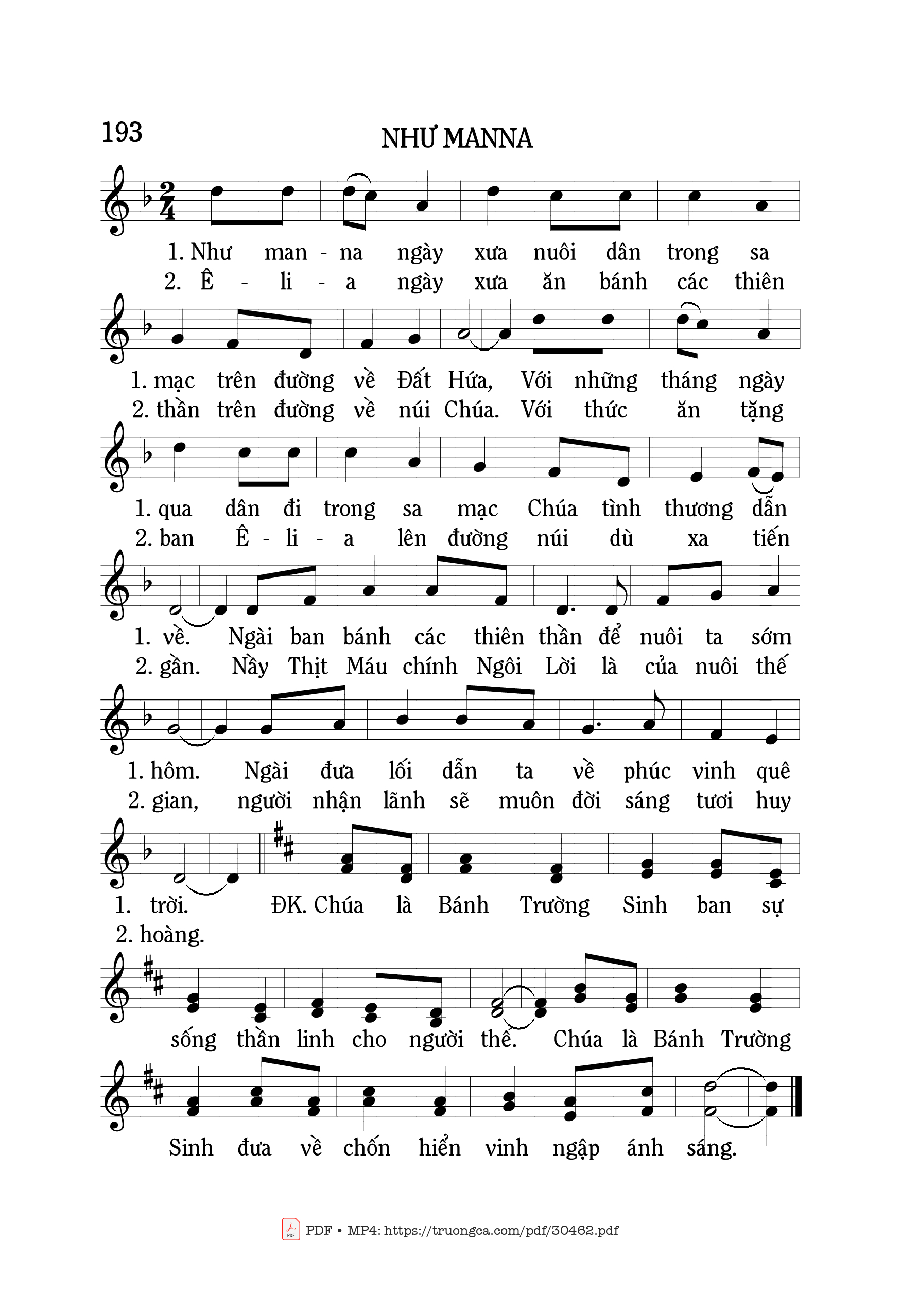 Sheet nhạc PDF bài Như Manna - Mi Trầm