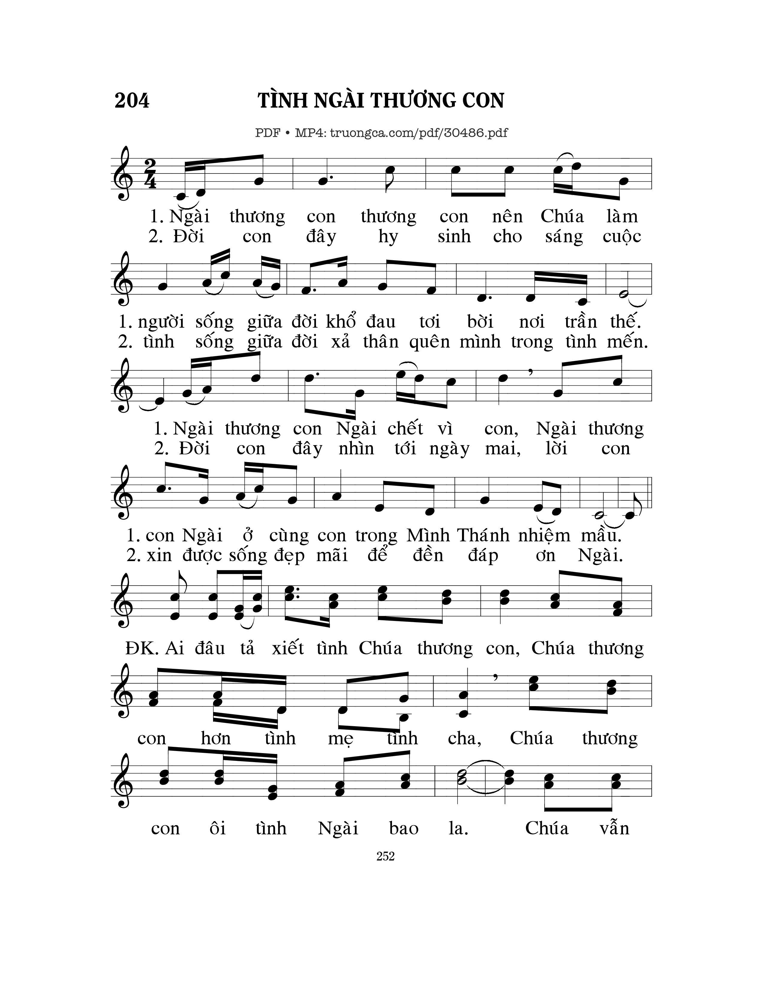 Sheet nhạc PDF bài Tình Ngài thương con