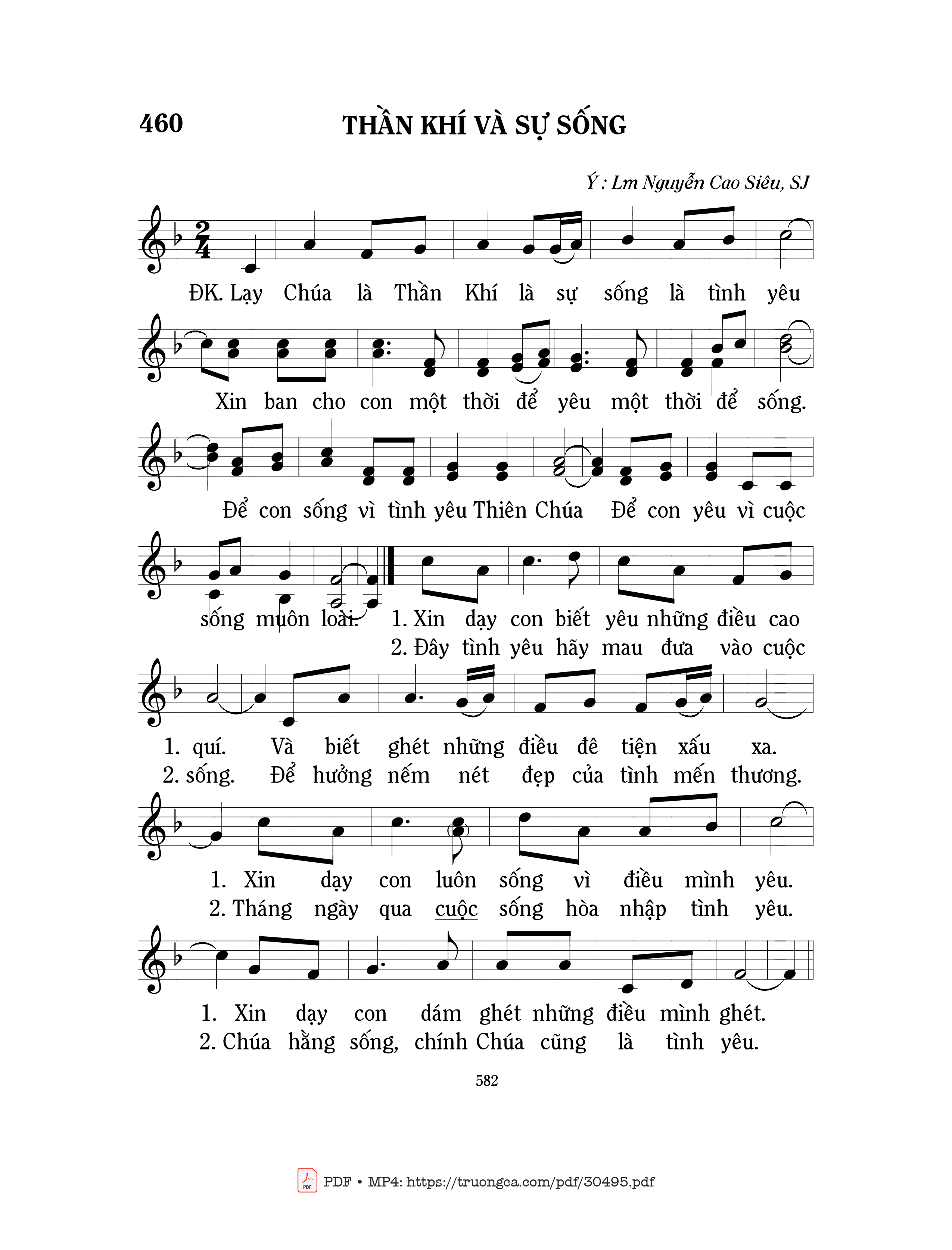 Sheet nhạc PDF bài Thần khí và Sự sống