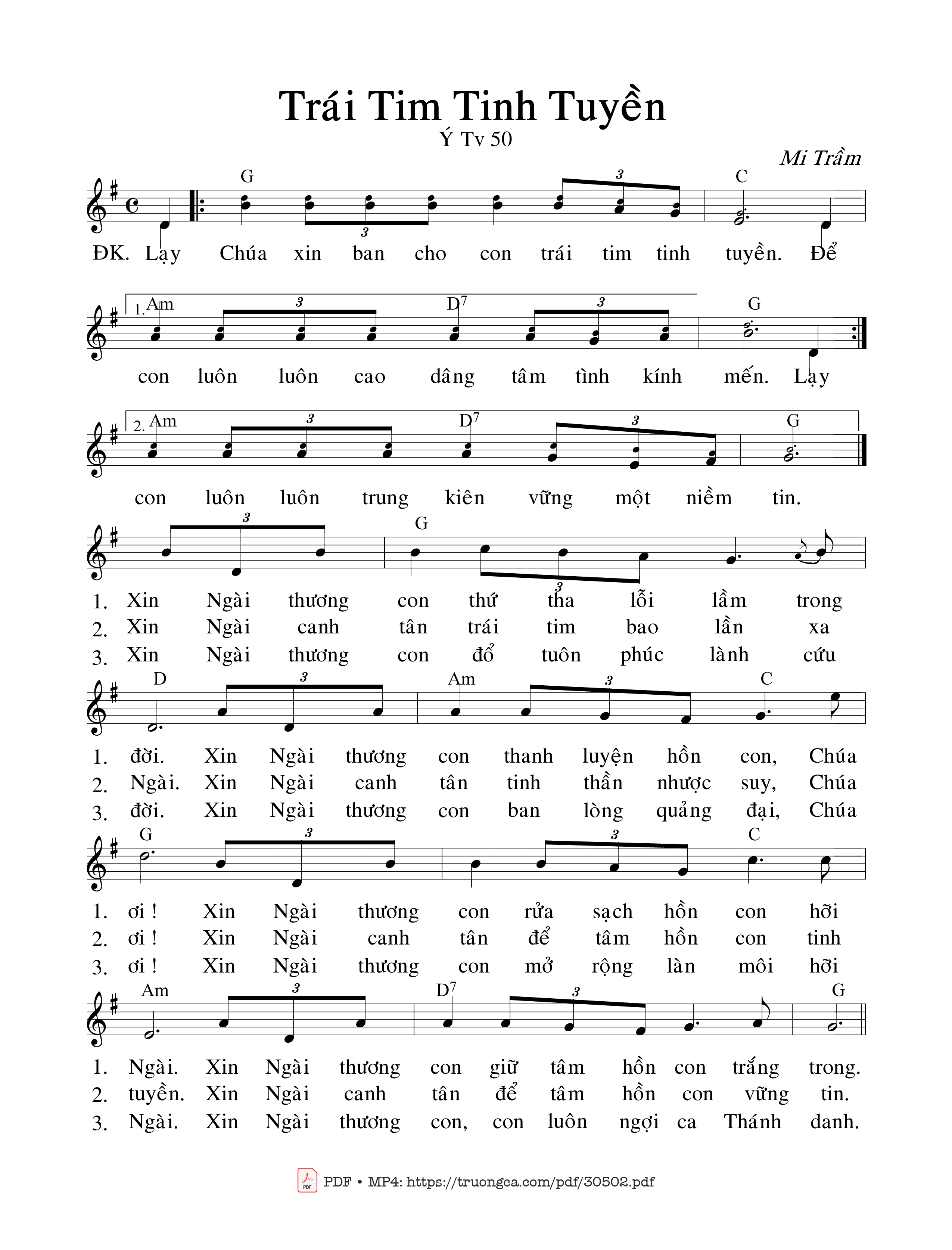 Sheet nhạc PDF bài Trái tim tinh tuyền (Tv. 50)