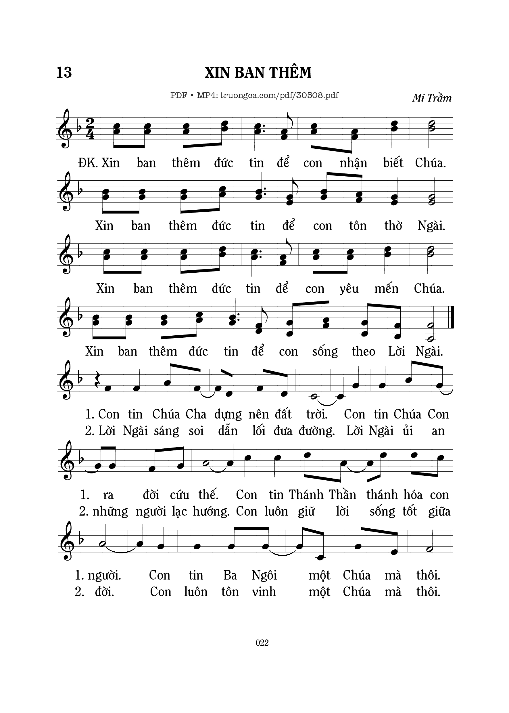 Trang 1 của Sheet nhạc PDF bài hát Xin ban thêm - Mi Trầm