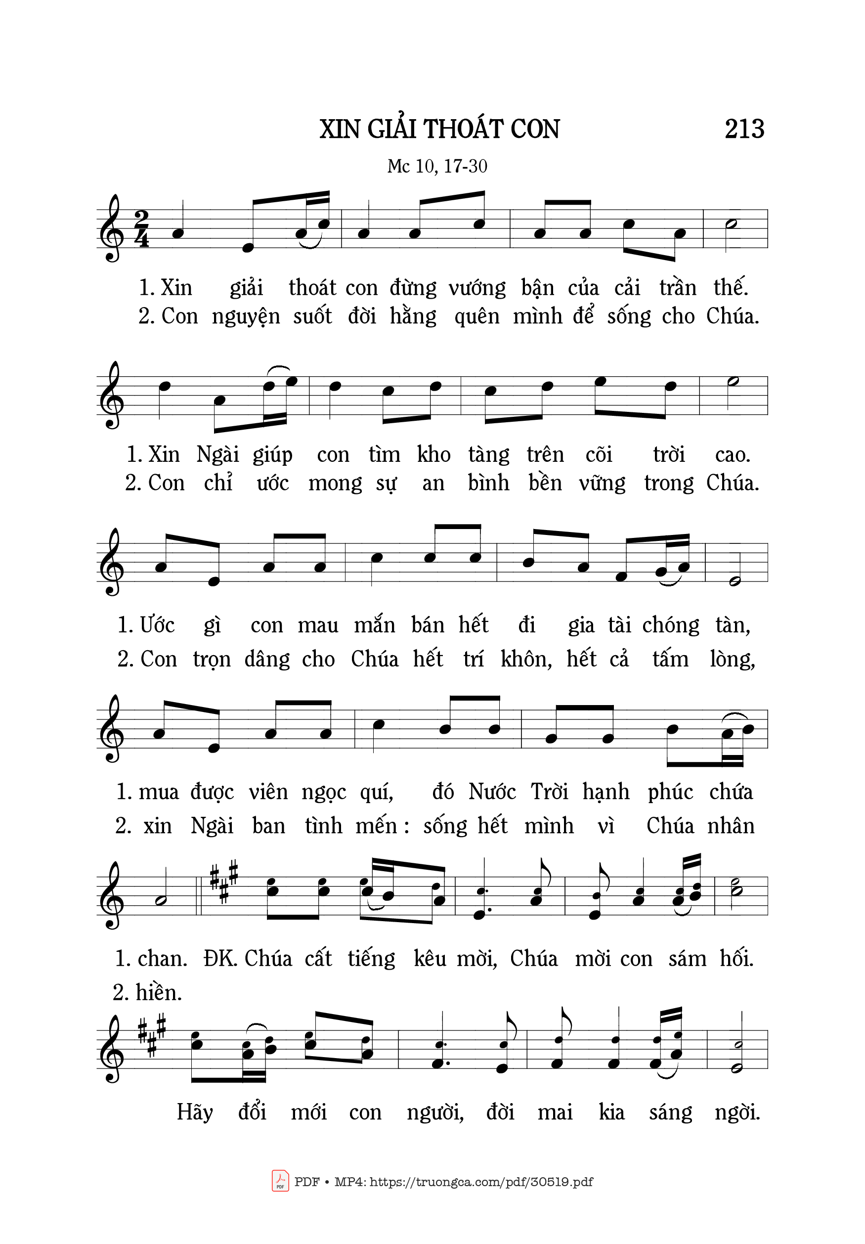 Sheet nhạc PDF bài Xin giải thoát con