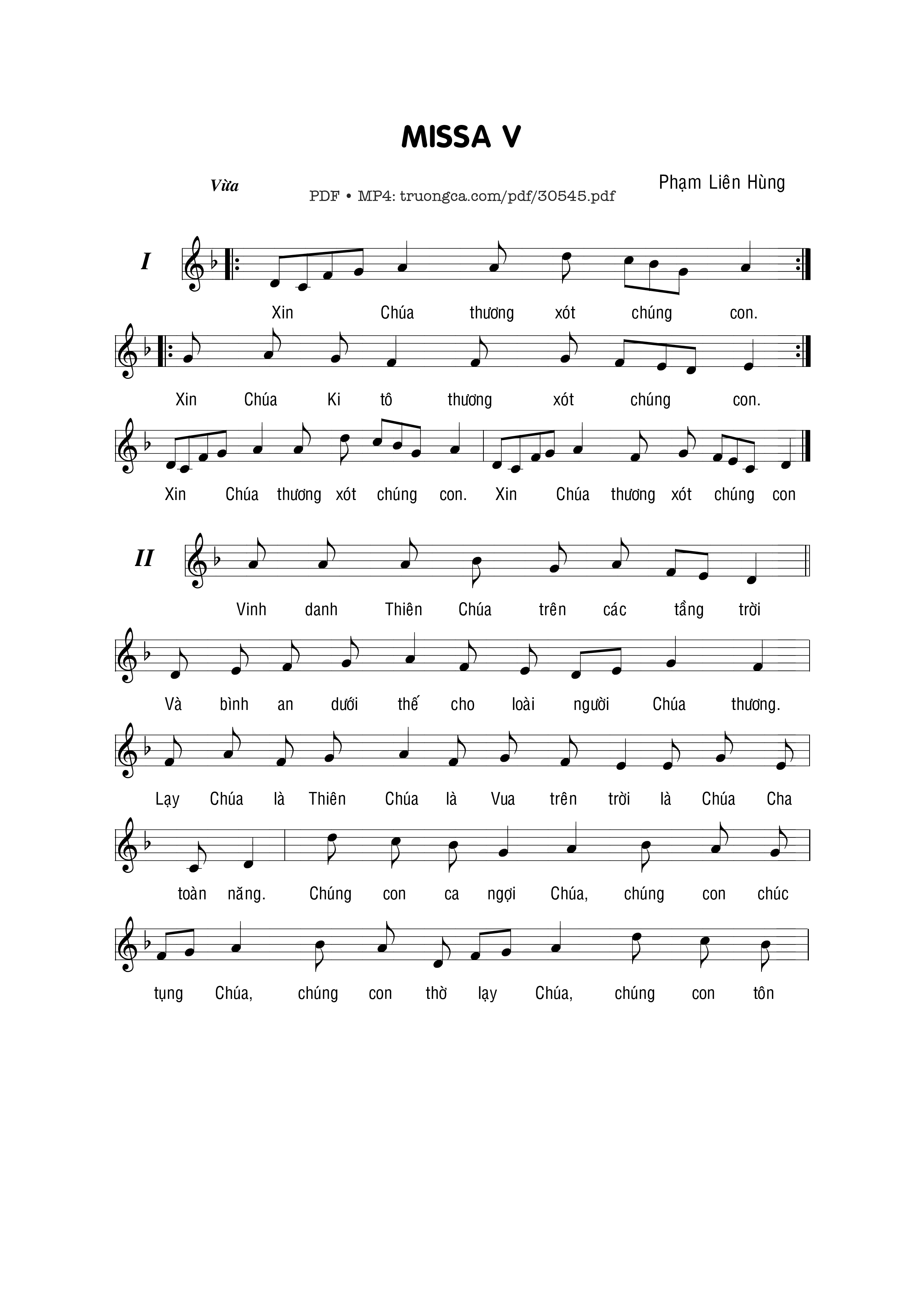 Sheet nhạc PDF bài Misa V - Phạm Liên Hùng