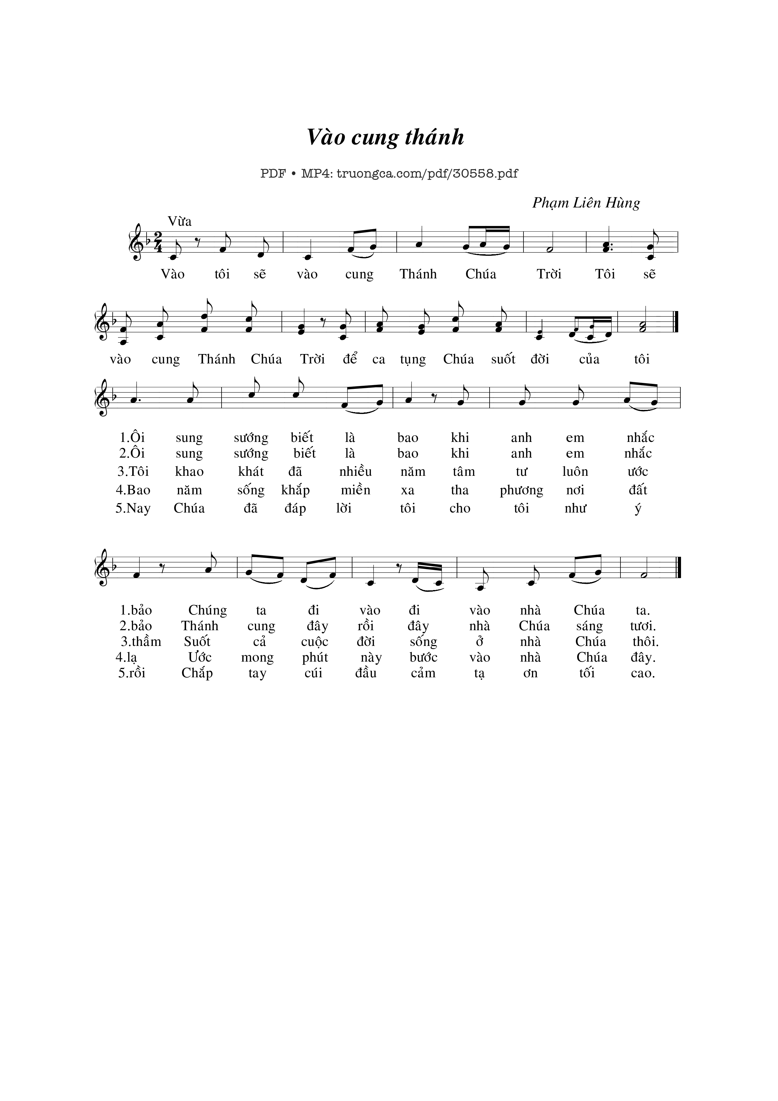 Sheet nhạc PDF bài Vào Cung Thánh