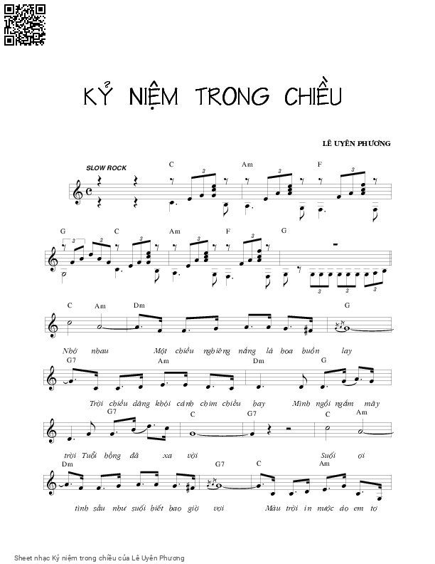 Sheet nhạc Kỷ niệm trong chiều