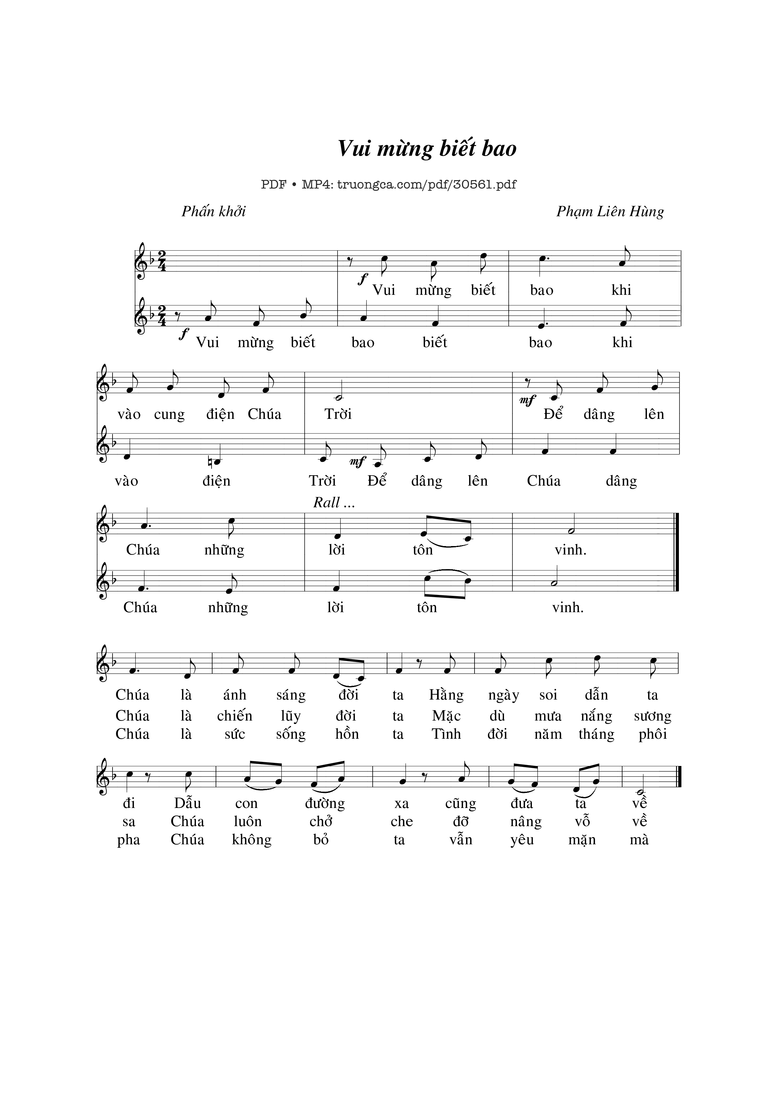 Sheet nhạc PDF bài Vui mừng biết bao