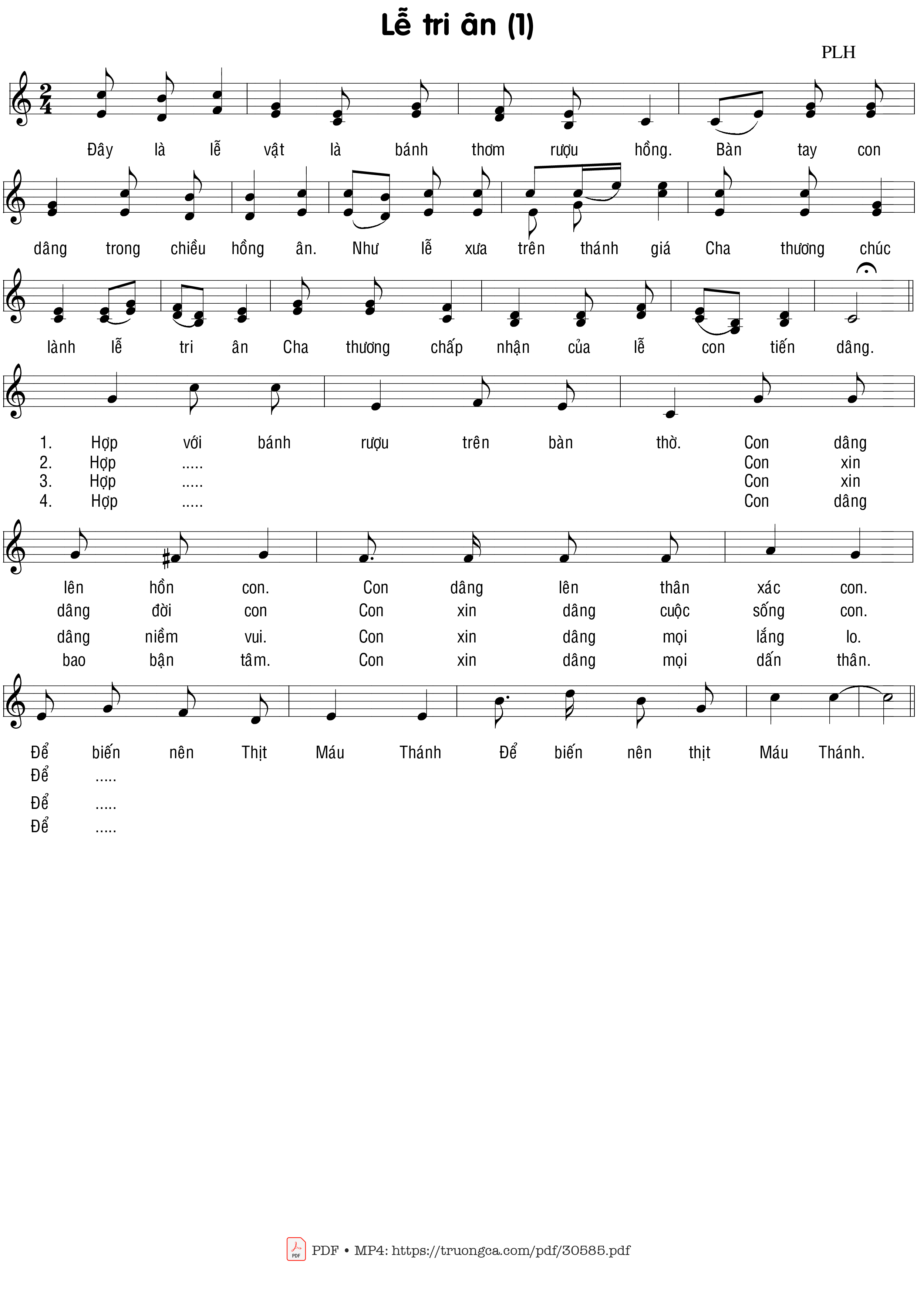 Trang 1 của Sheet nhạc PDF bài hát Lễ tri ân (1) - Phạm Liên Hùng
