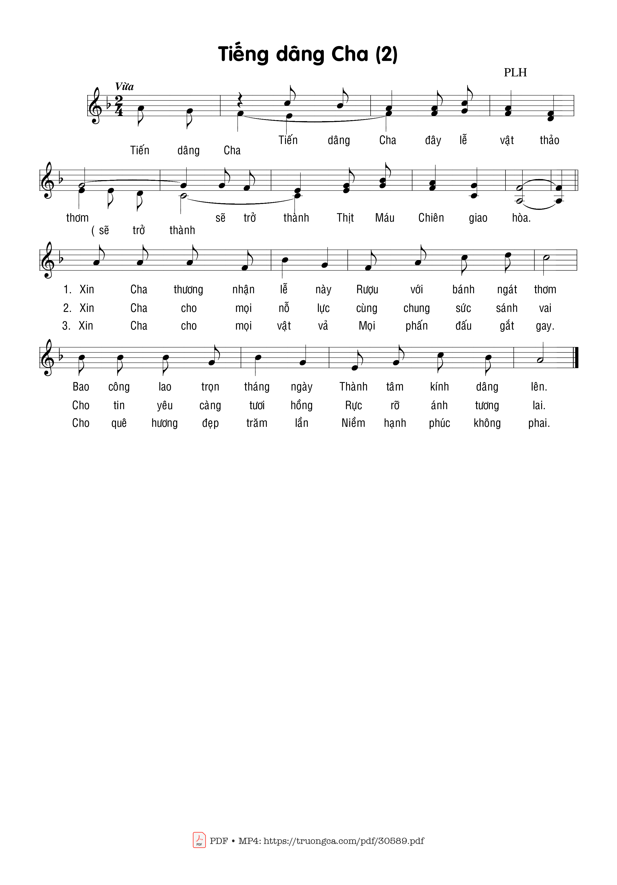 Sheet nhạc PDF bài Tiến dâng Cha (2)