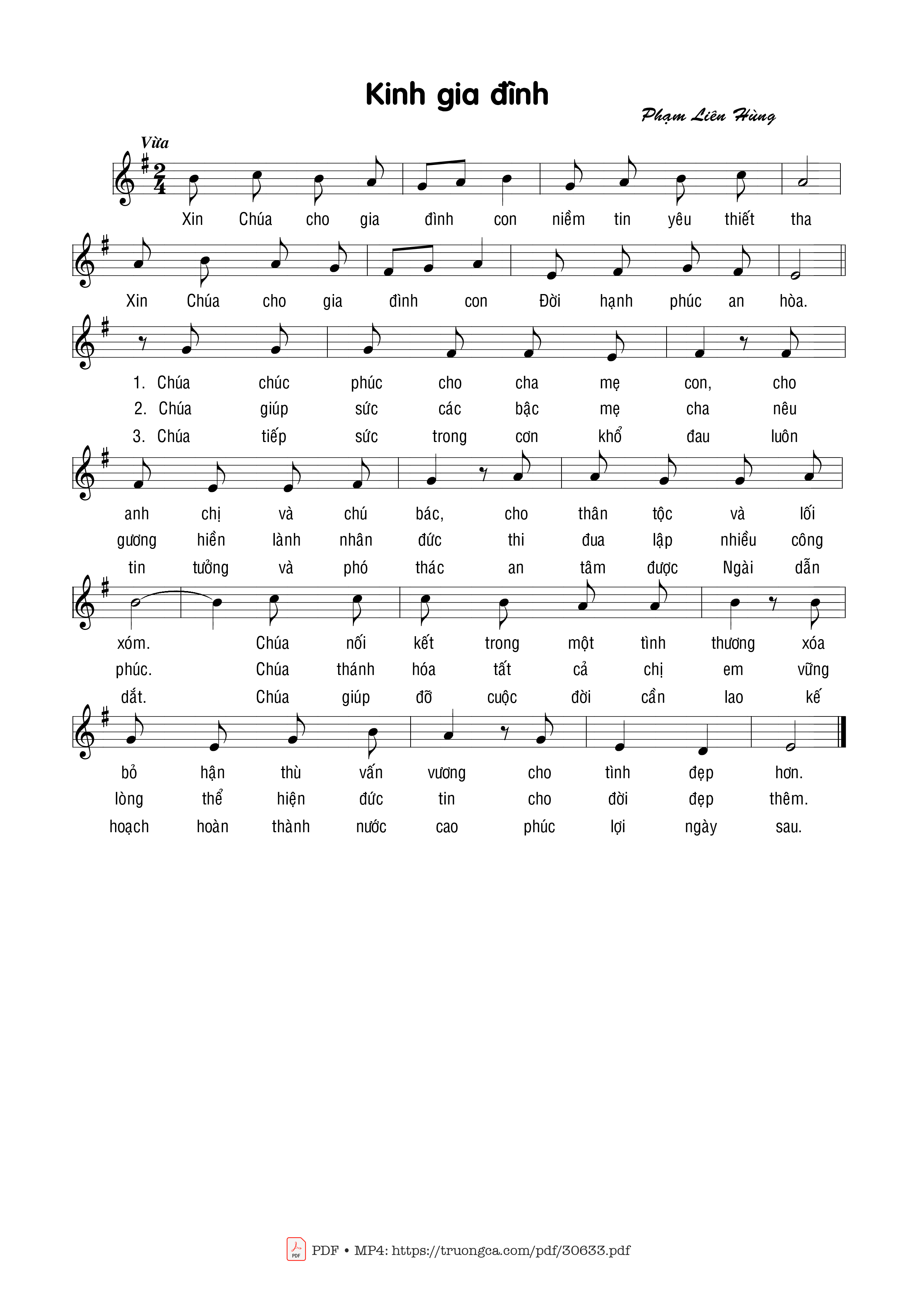 Sheet nhạc PDF bài Kinh gia đình