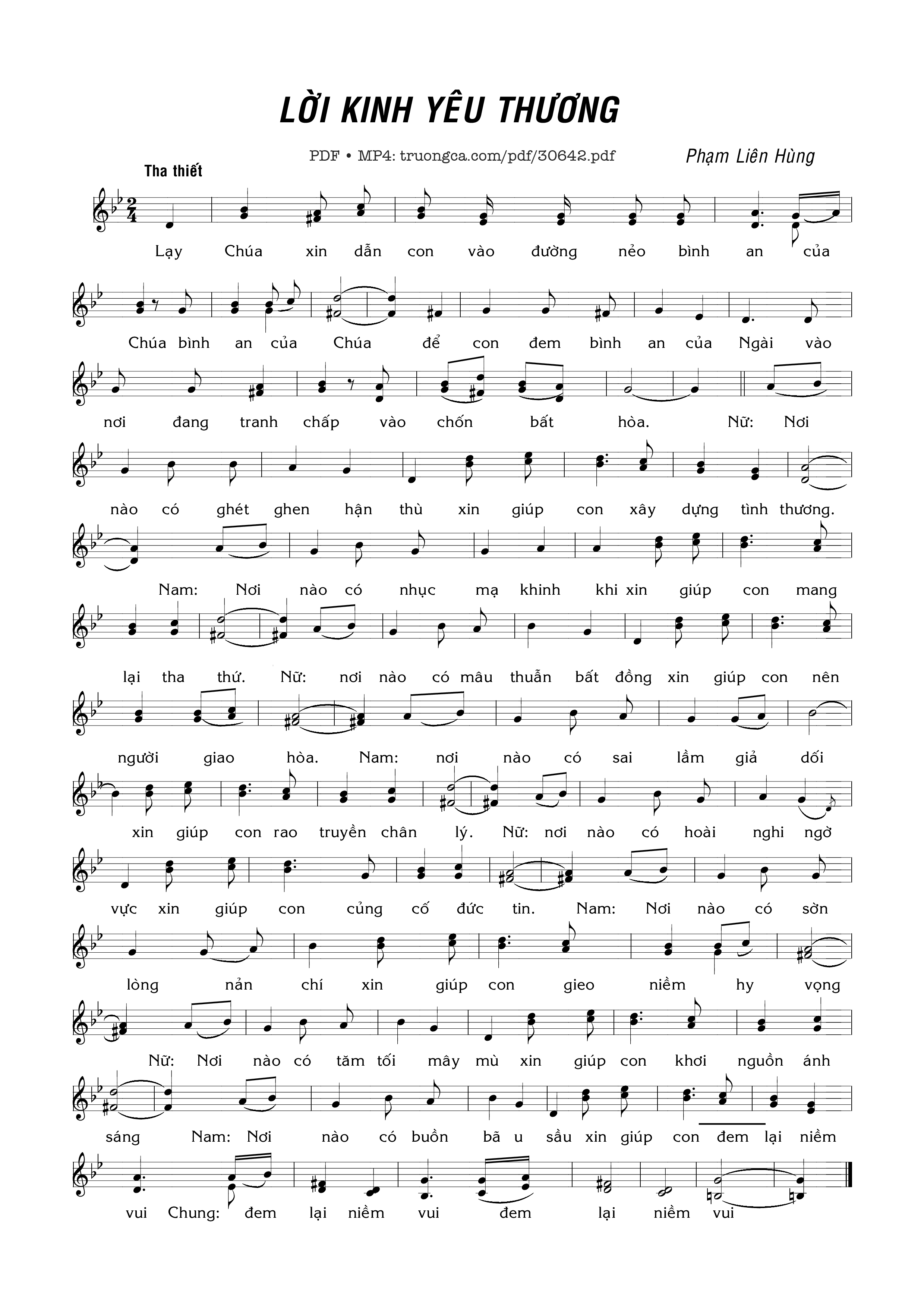 Sheet nhạc PDF bài Lời Kinh Yêu Thương (1)
