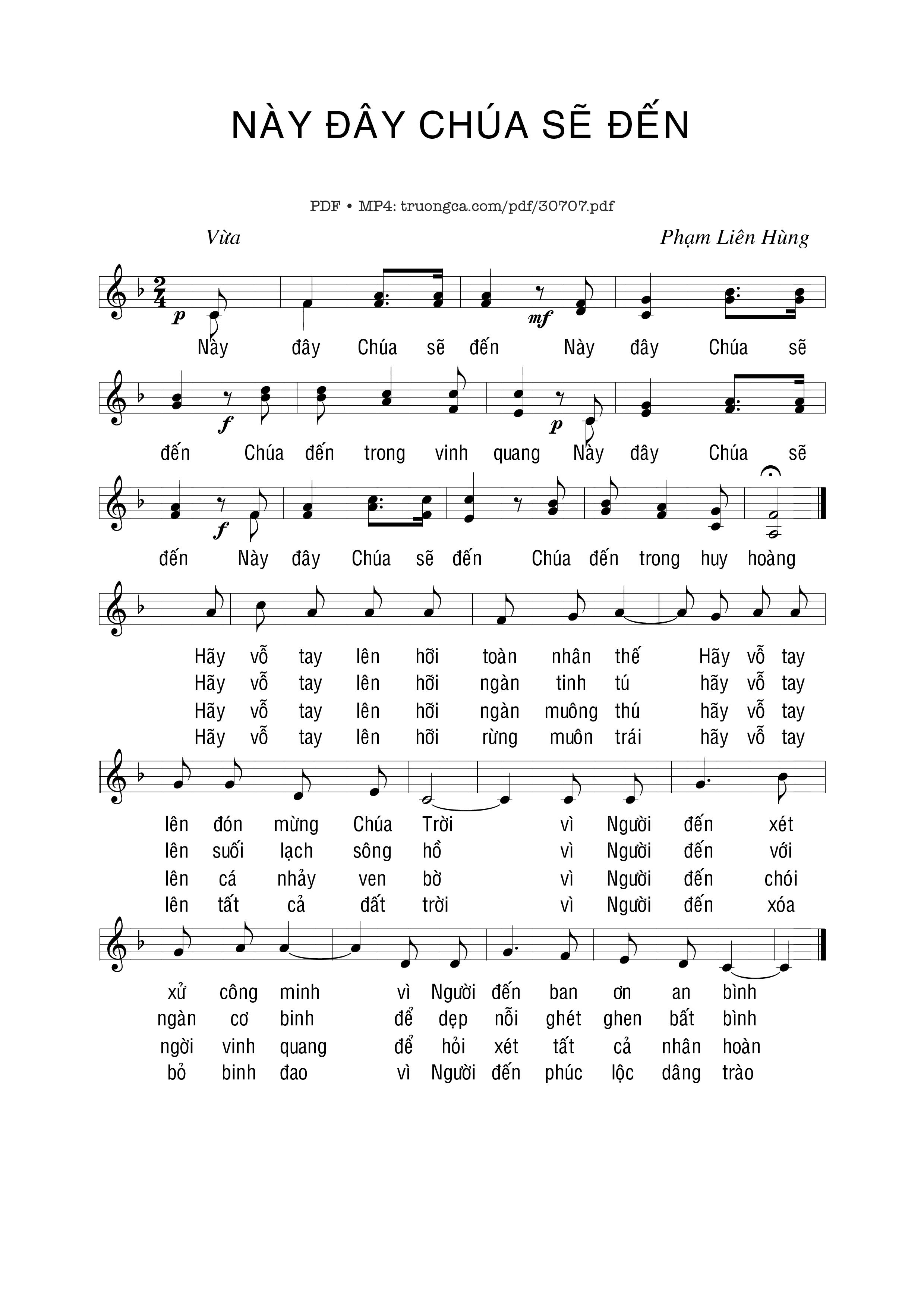 Sheet nhạc PDF bài Này đây Chúa sẽ đến