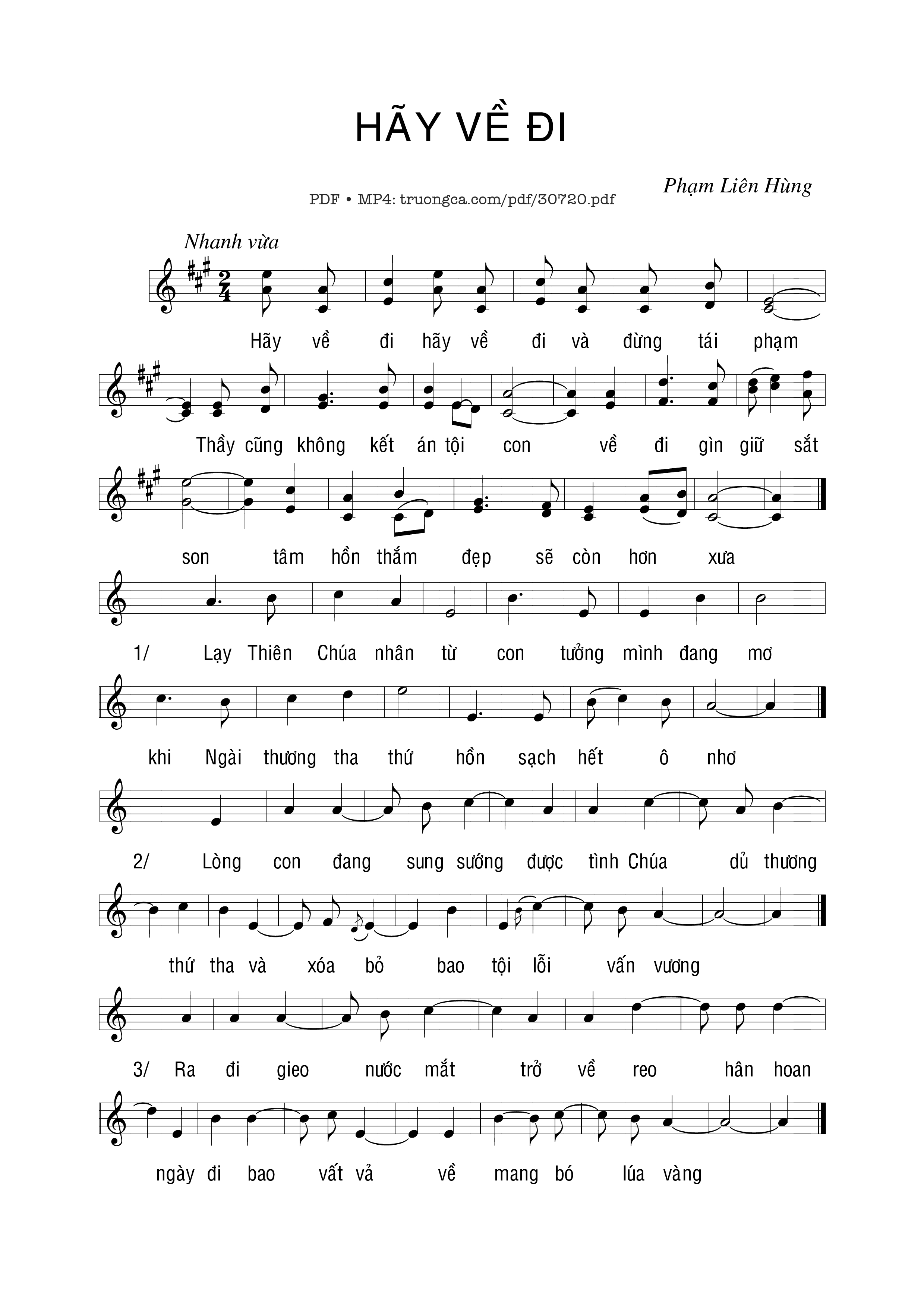 Trang 1 của Sheet nhạc PDF bài hát Hãy về đi - Phạm Liên Hùng