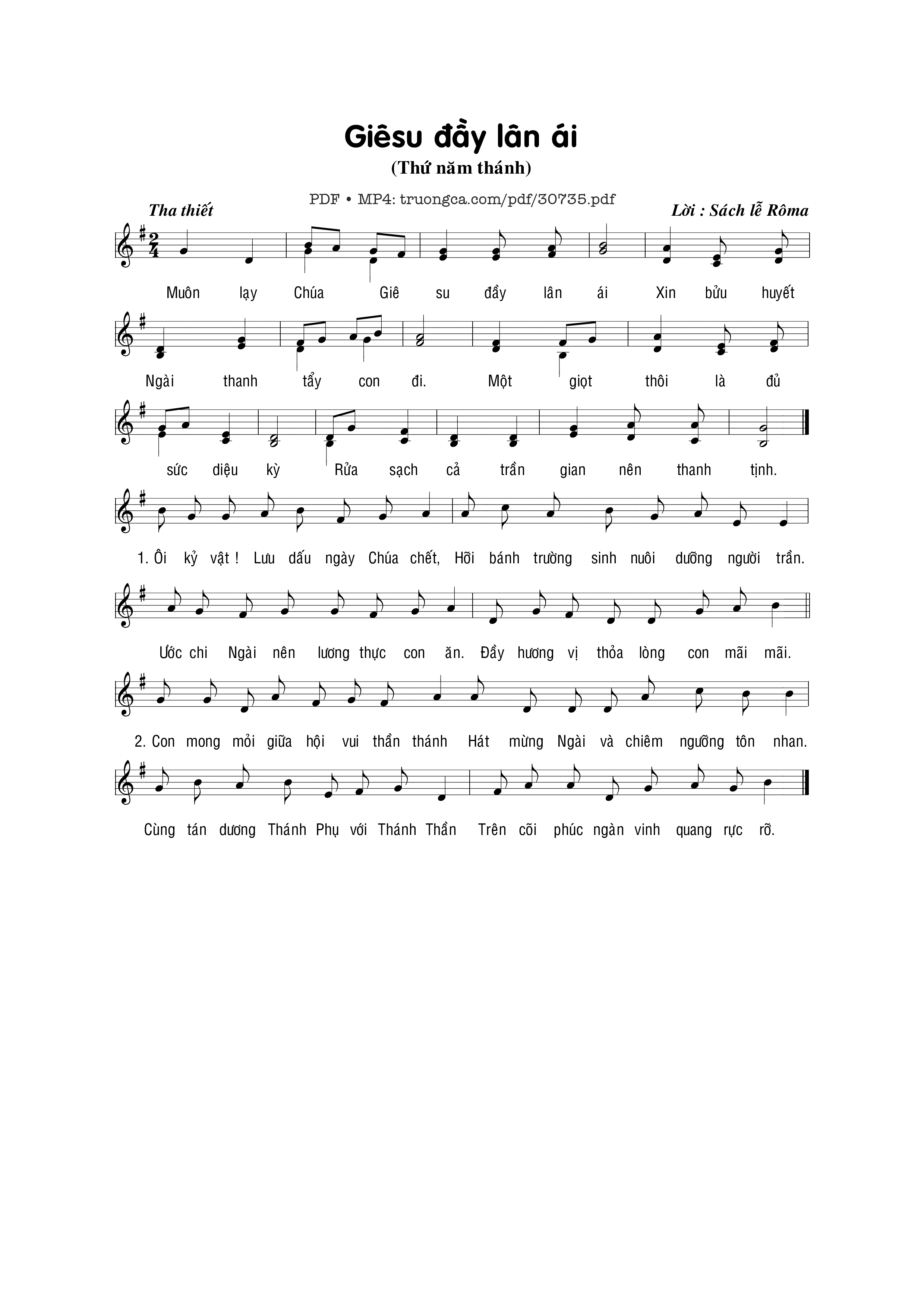 Sheet nhạc PDF bài Giêsu đầy lân ái