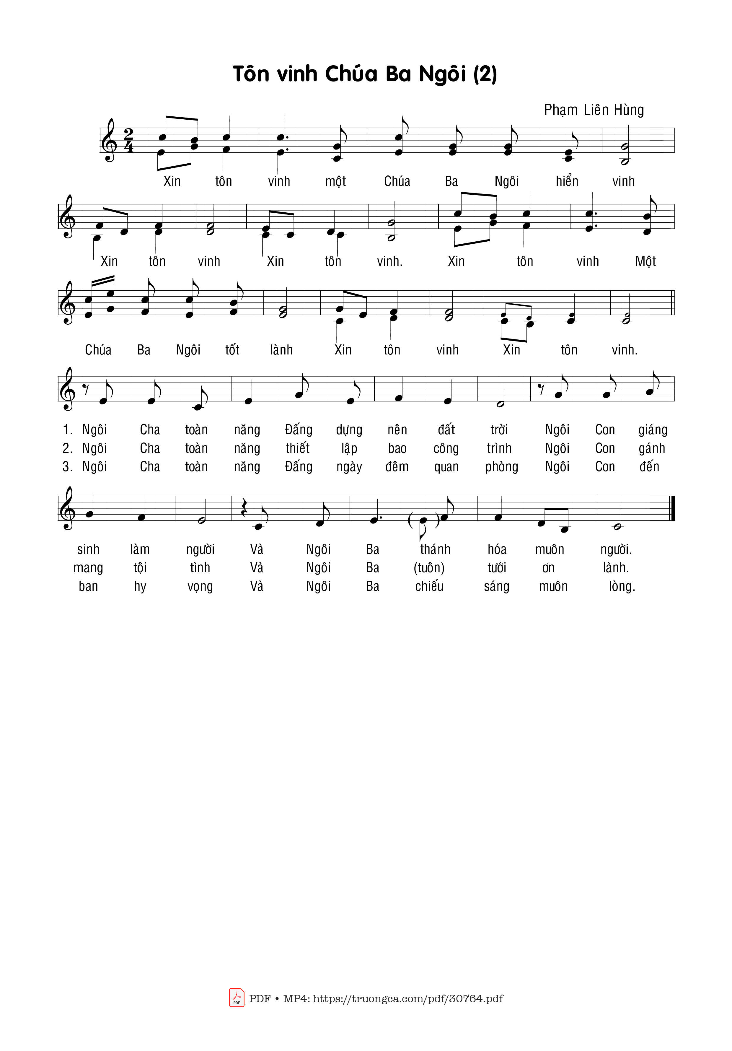 Sheet nhạc PDF bài Tôn vinh Chúa Ba Ngôi (2)