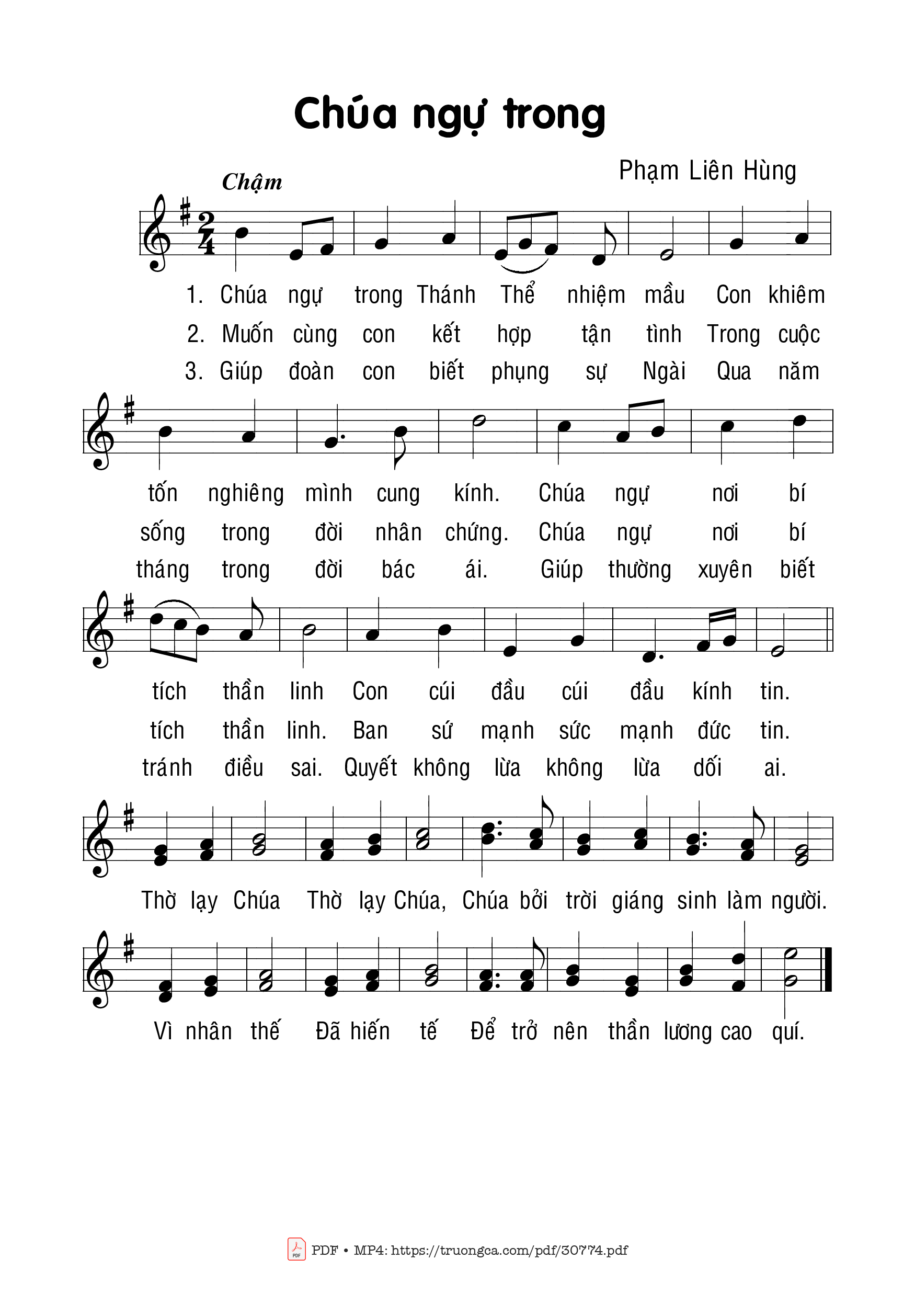 Sheet nhạc PDF bài Chúa ngự trong