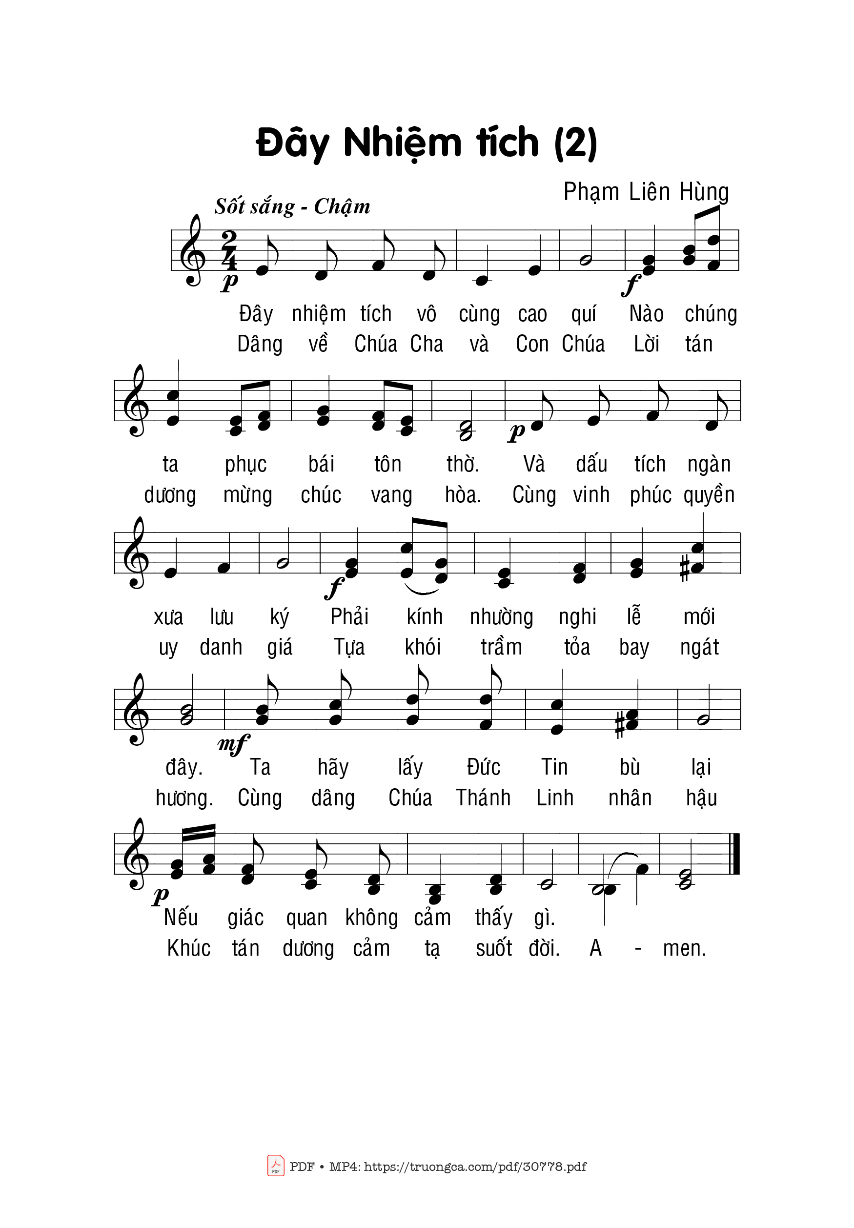 Sheet nhạc PDF bài Đây nhiệm tích (2)