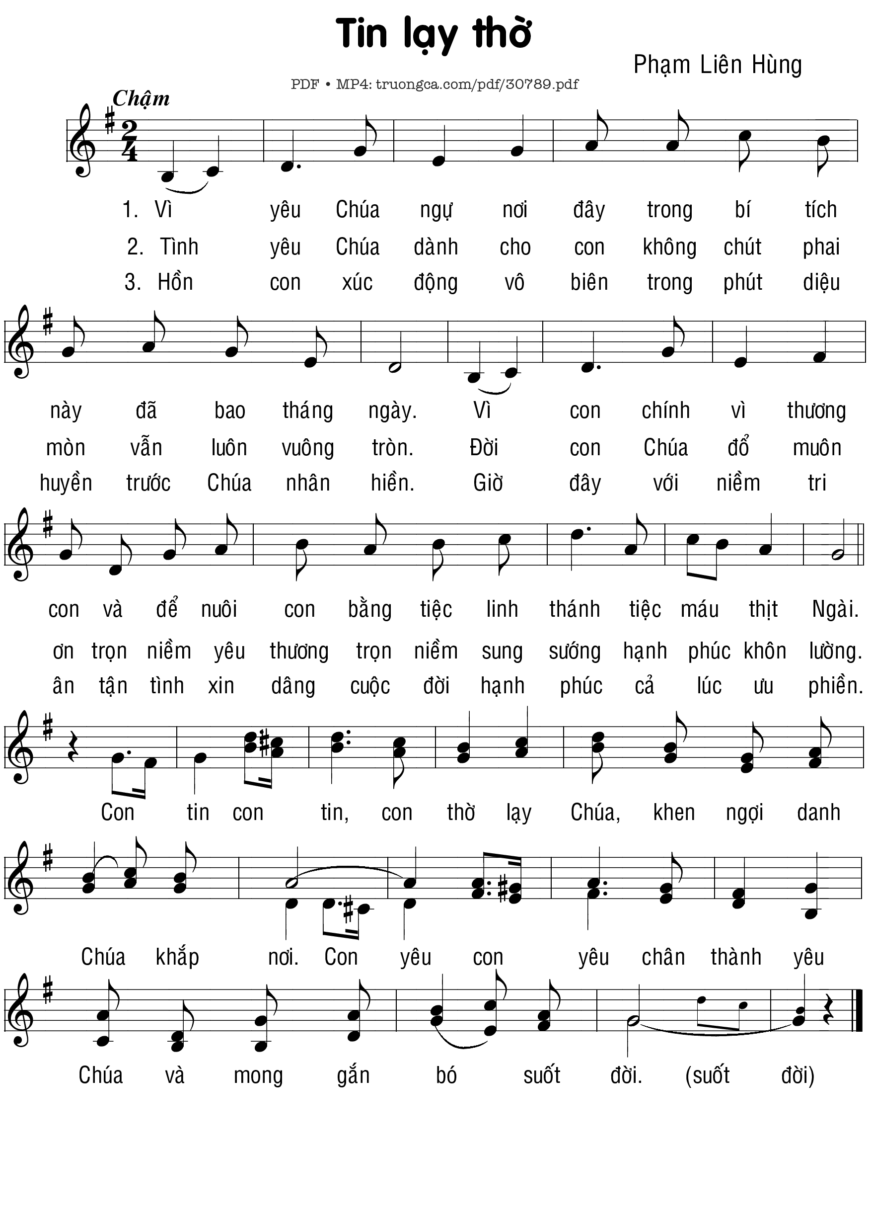 Trang 1 của Sheet nhạc PDF bài hát Tin lạy thờ - Phạm Liên Hùng