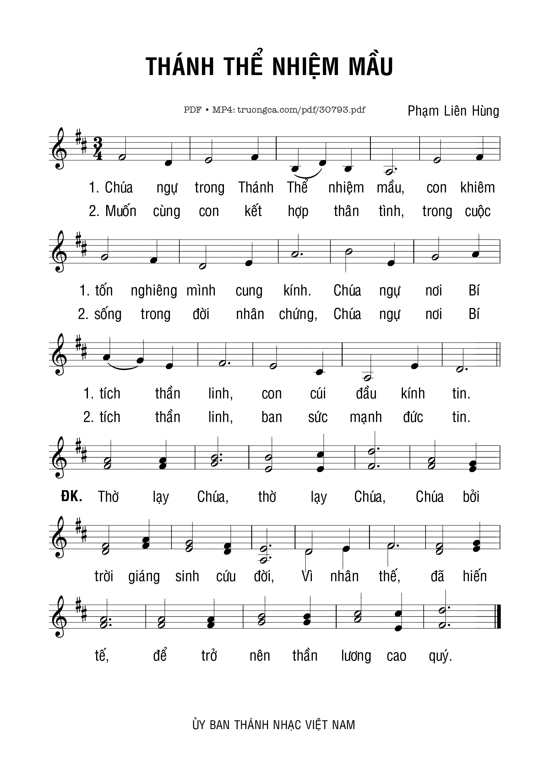 Sheet nhạc PDF bài Thánh Thể nhiệm mầu