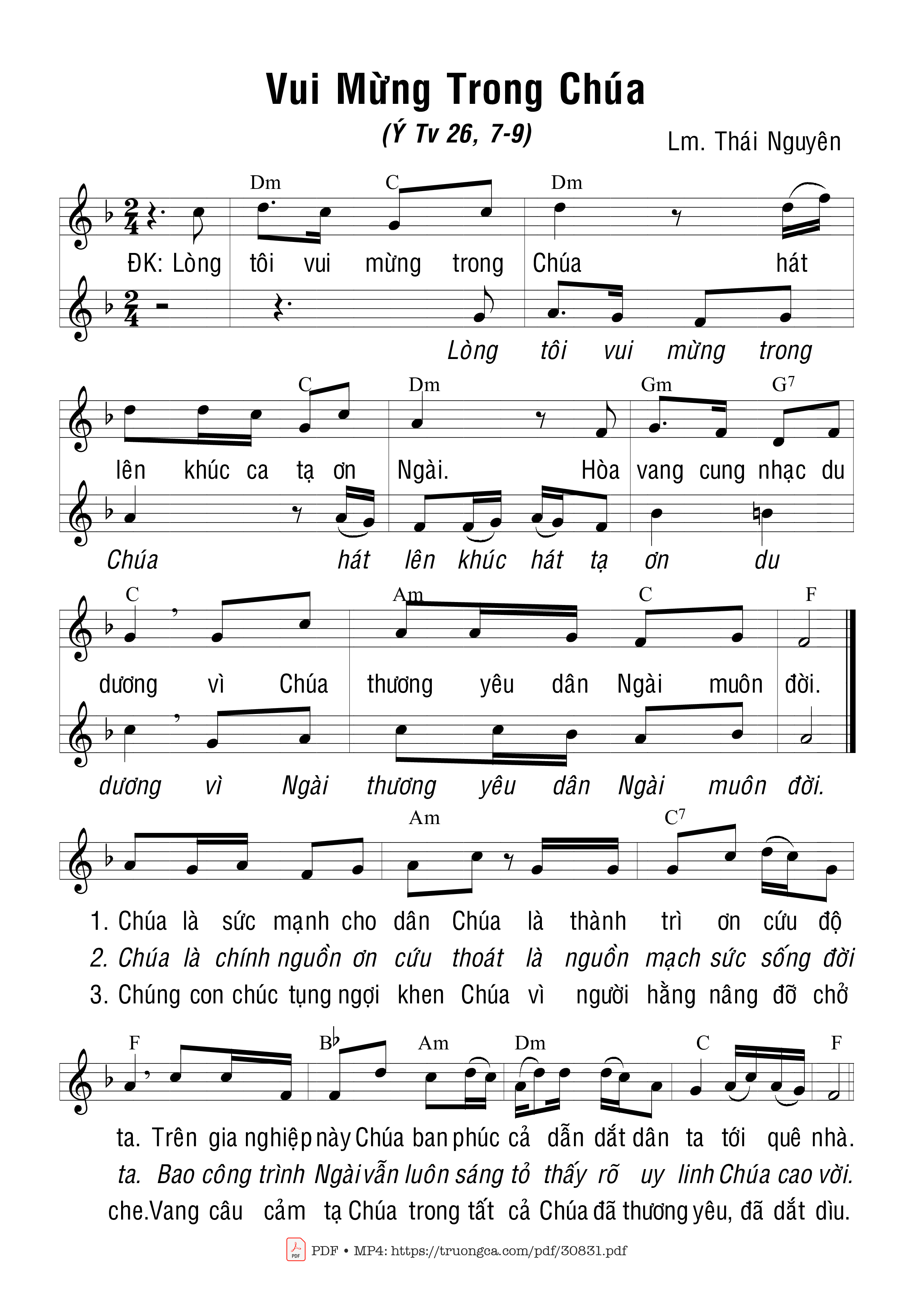 Sheet nhạc PDF bài Vui mừng trong Chúa