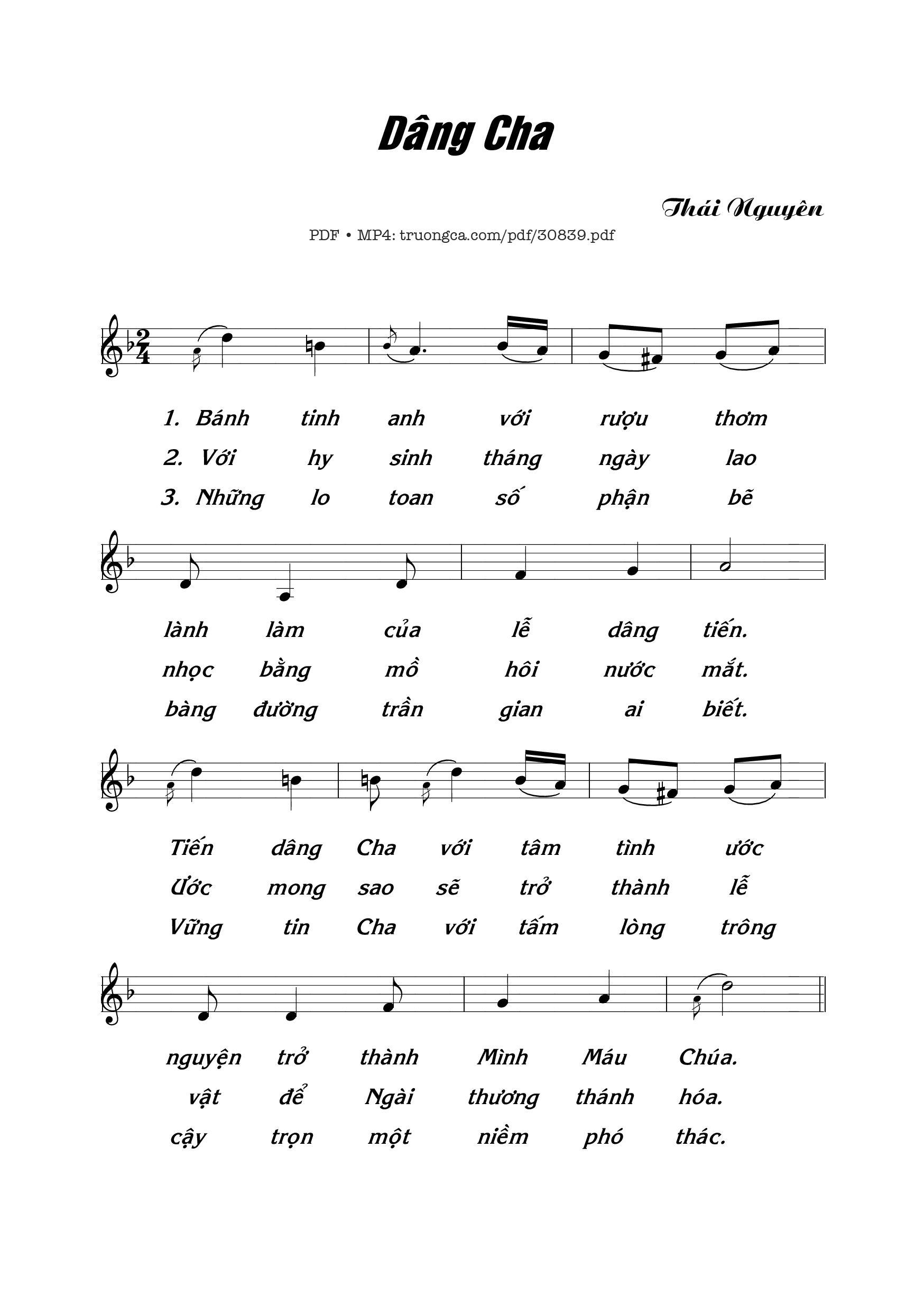 Trang 1 của Sheet nhạc PDF bài hát Dâng Cha - Thái Nguyên