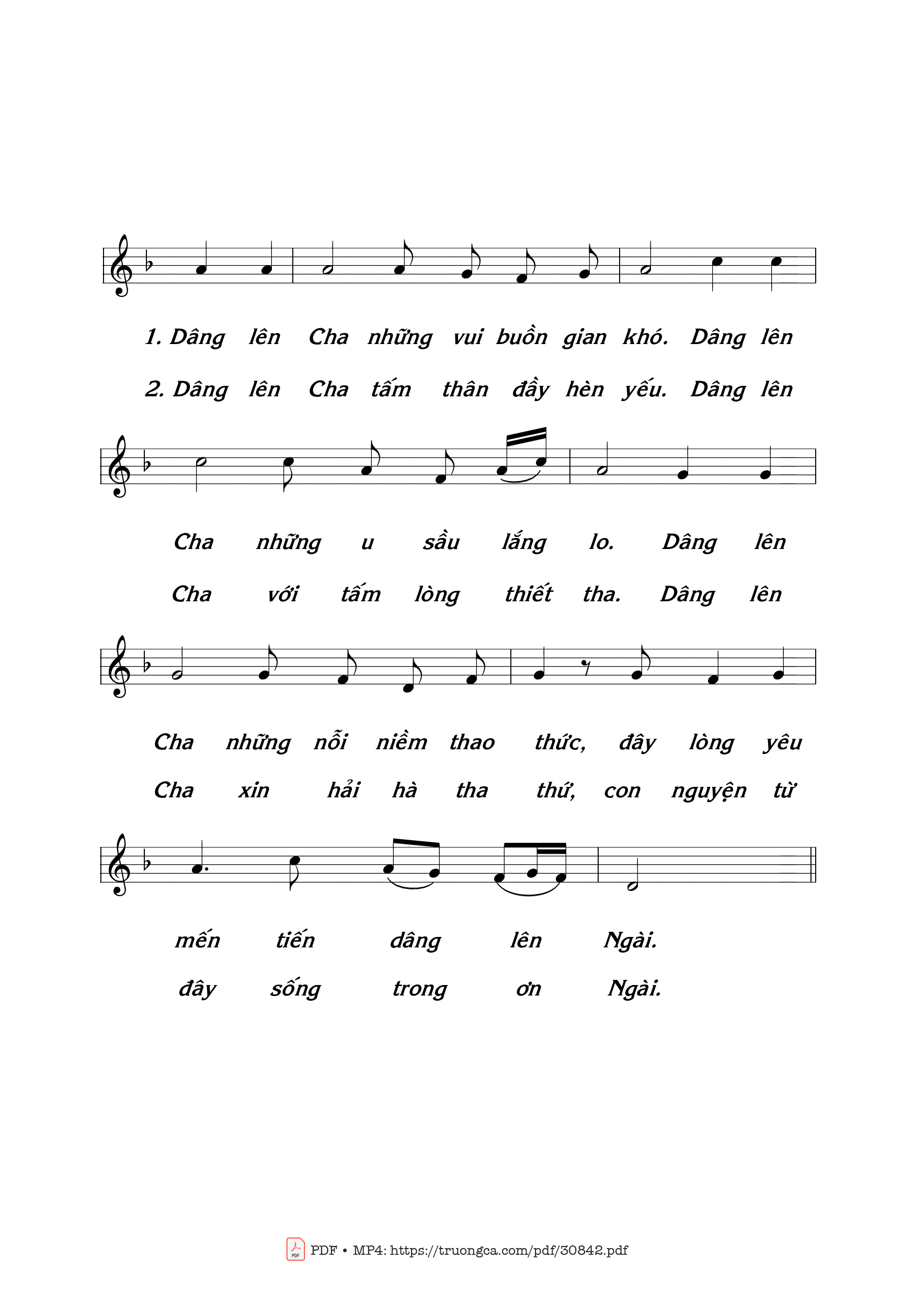 Trang 2 của Sheet nhạc PDF bài hát Dâng Lên Ngài - Thái Nguyên