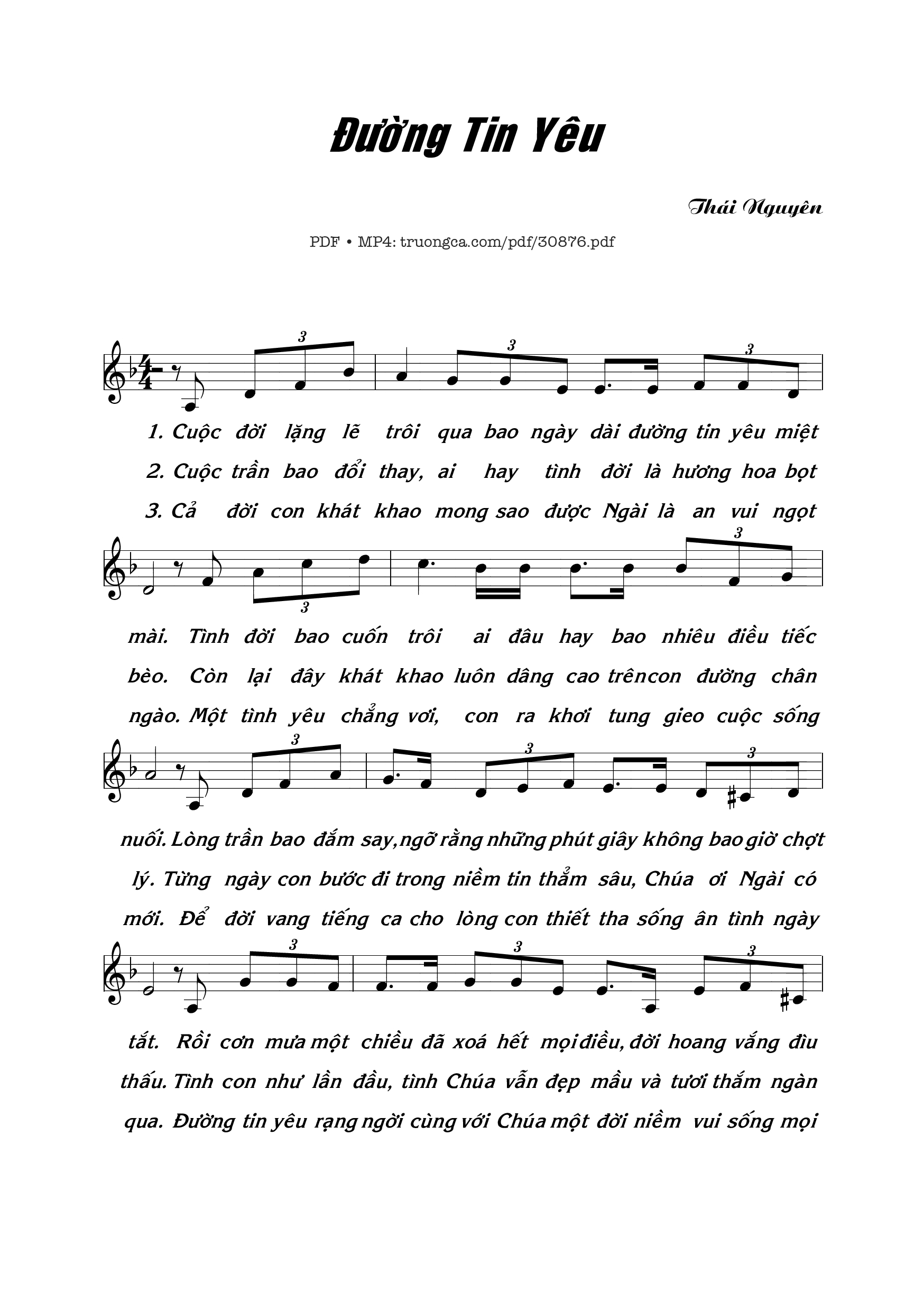 Trang 1 của Sheet nhạc PDF bài hát Đường tin yêu - Thái Nguyên