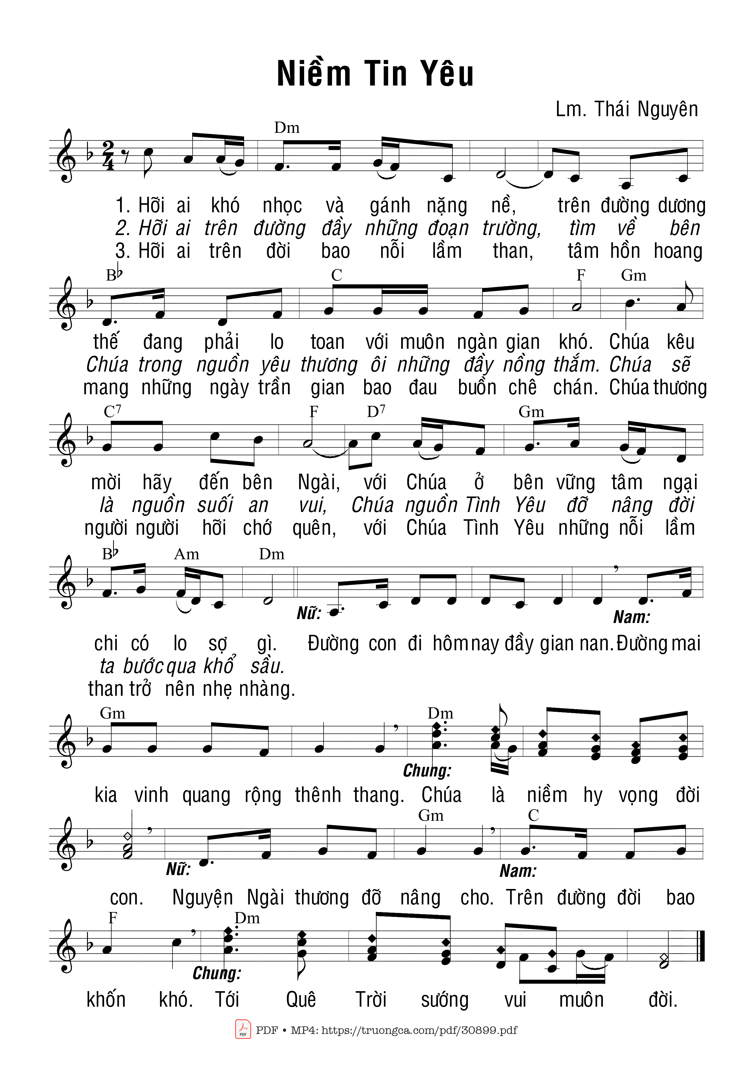 Sheet nhạc PDF bài Niềm tin yêu