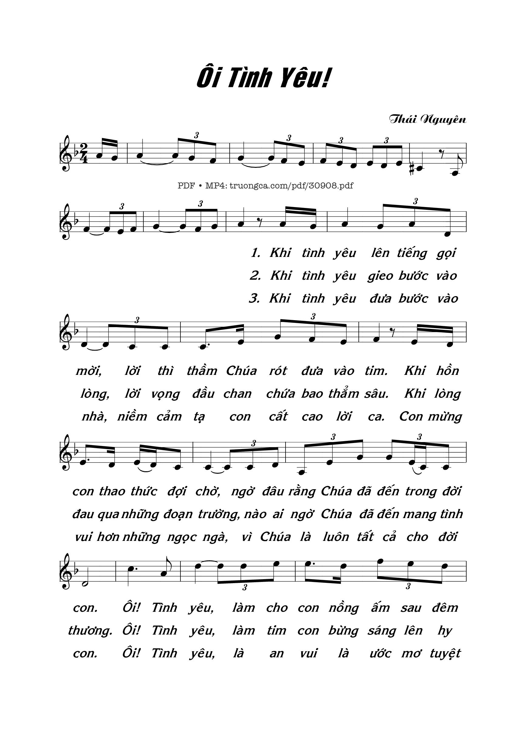 Trang 1 của Sheet nhạc PDF bài hát Ôi tình yêu - Thái Nguyên