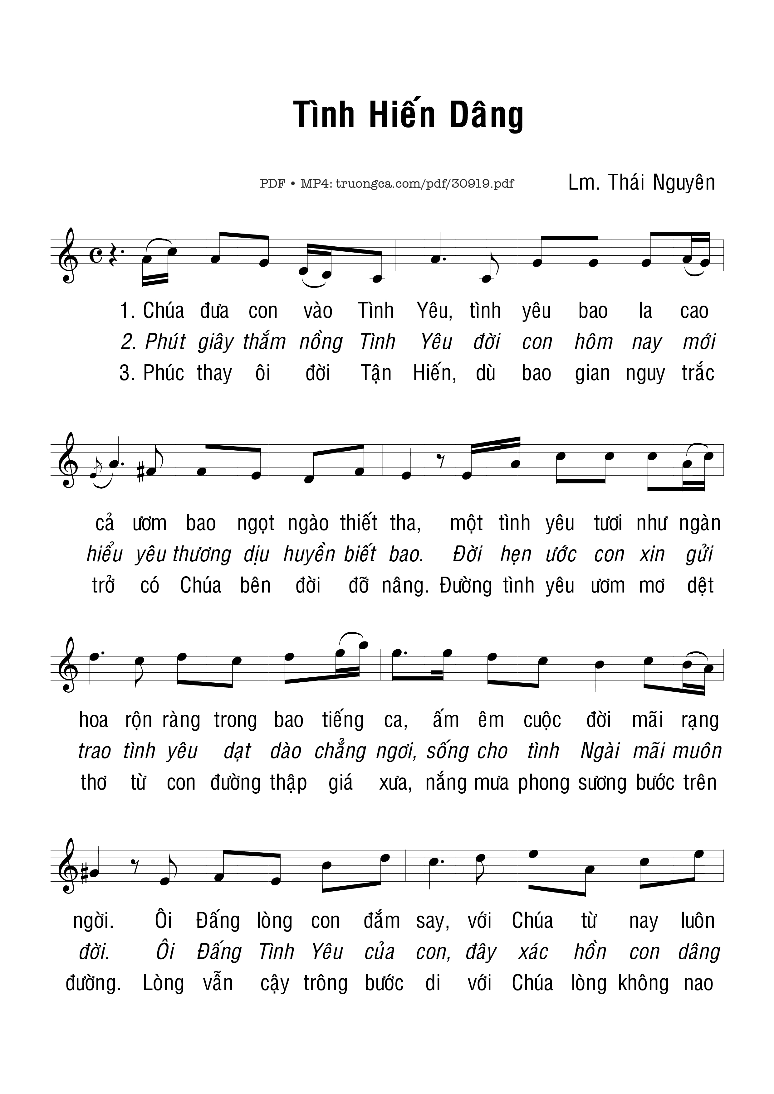 Sheet nhạc PDF bài Tình hiến dâng
