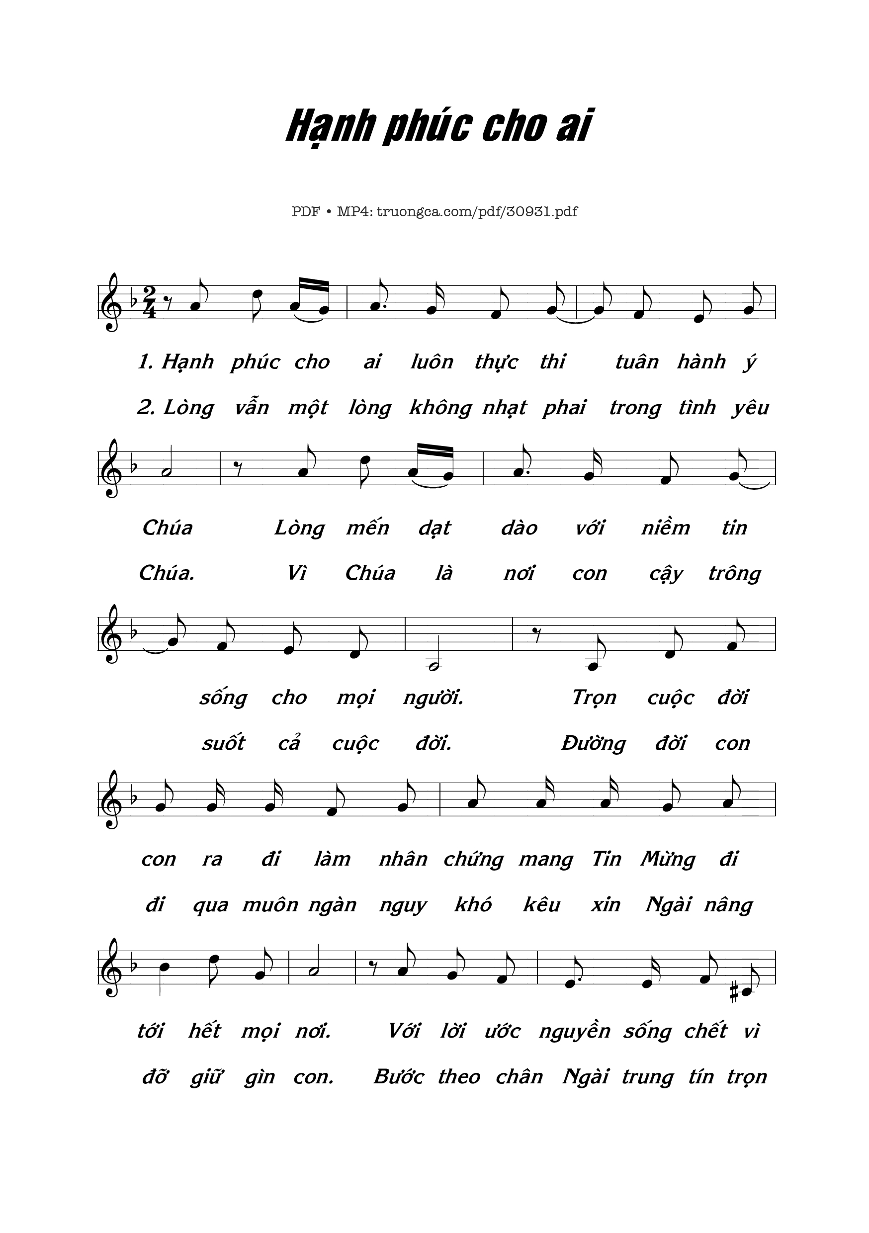 Sheet nhạc PDF bài Hạnh phúc cho ai