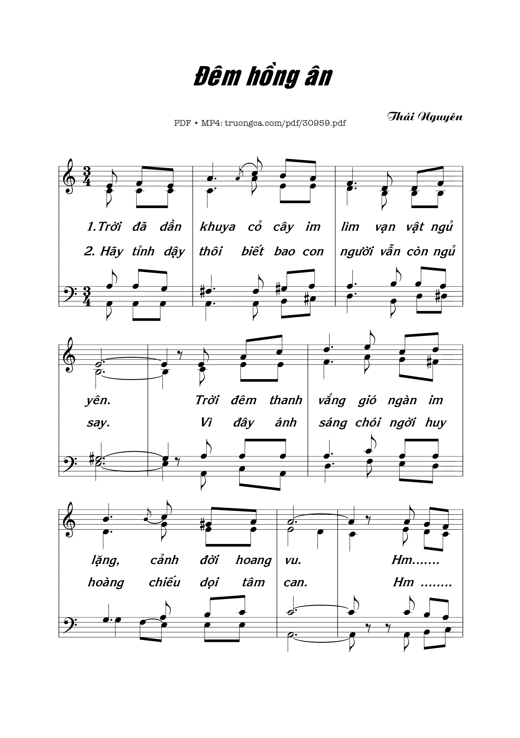 Trang 1 của Sheet nhạc PDF bài hát Đêm hồng ân 1 - Thái Nguyên