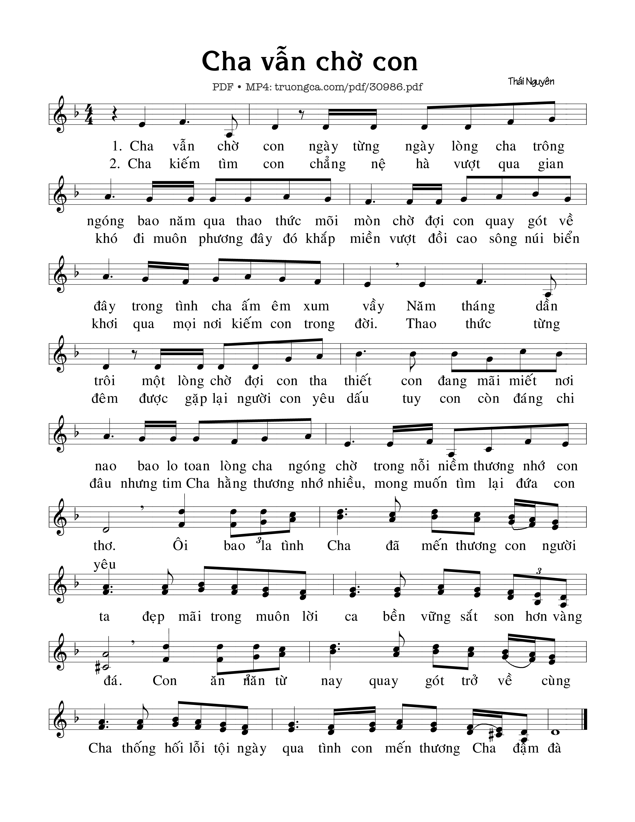 Sheet nhạc PDF bài Cha Vẫn Chờ Con
