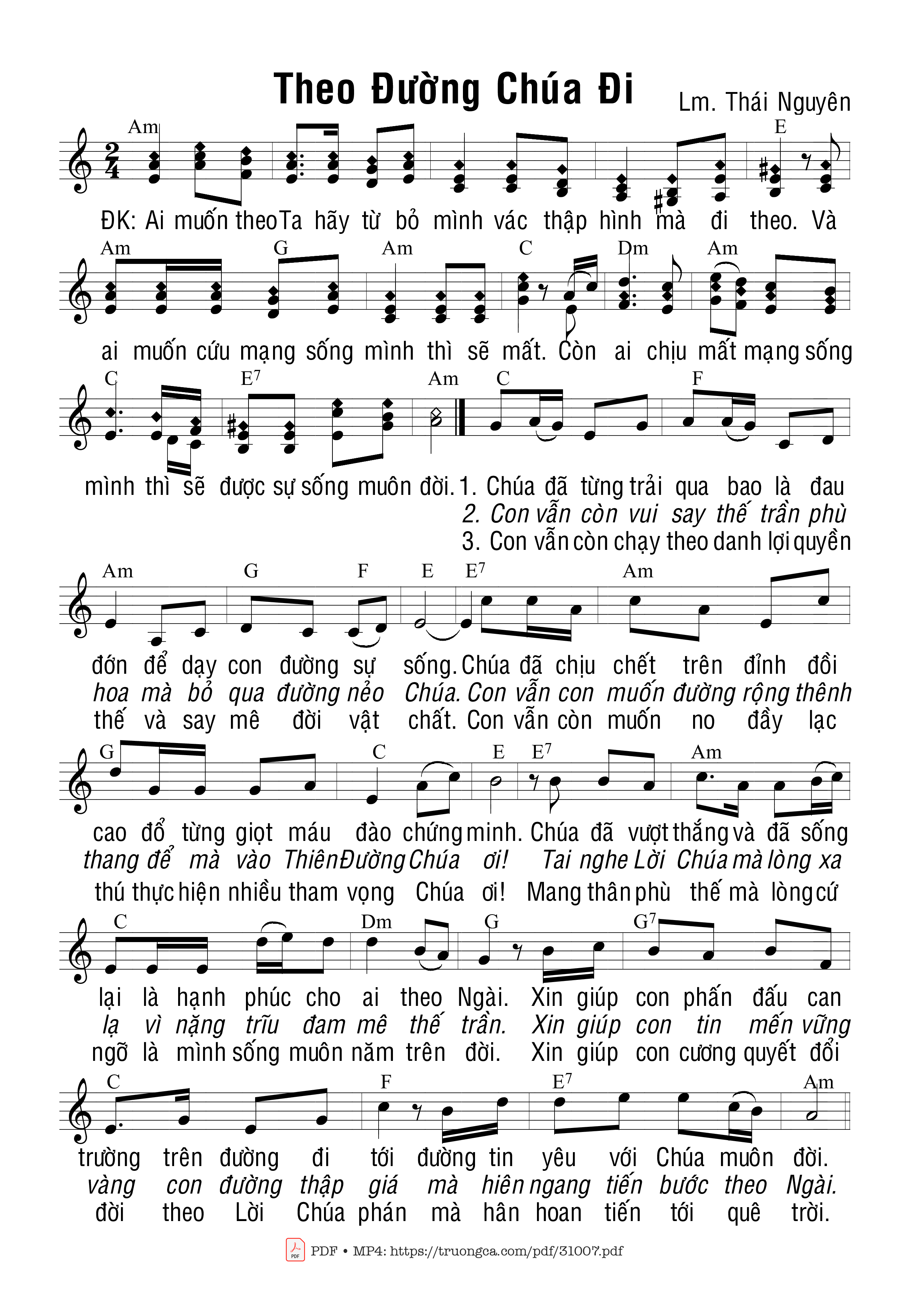 Sheet nhạc PDF bài Theo Đường Chúa Đi
