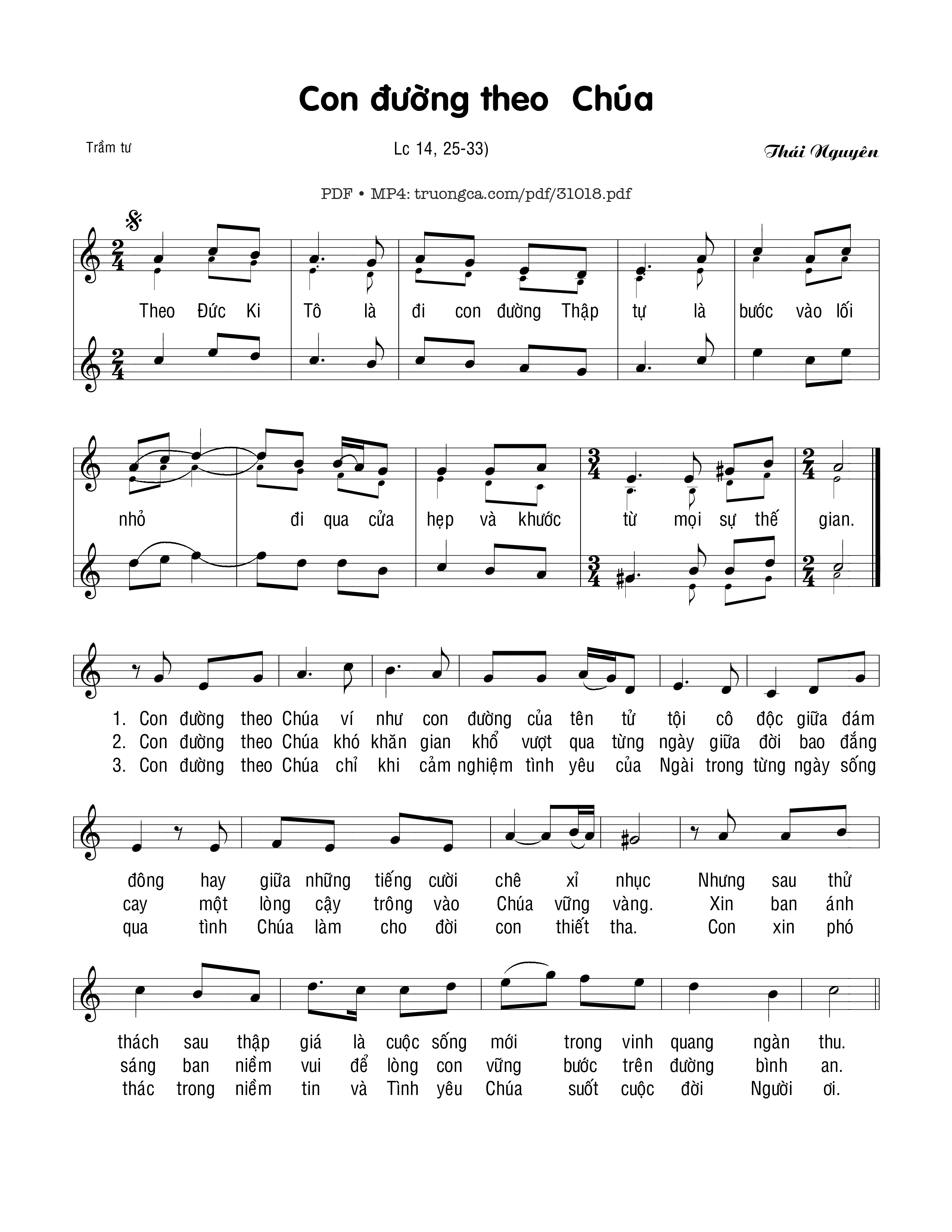 Sheet nhạc PDF bài Con Đường Theo Chúa