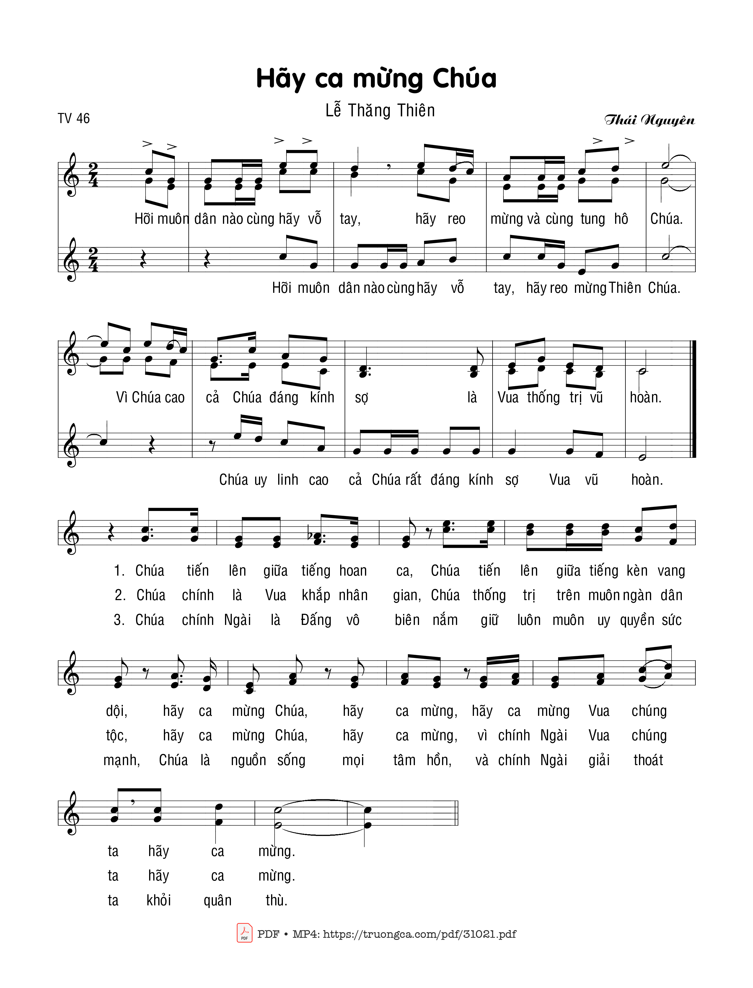 Trang 1 của Sheet nhạc PDF bài hát Hãy ca mừng Chúa - Thái Nguyên