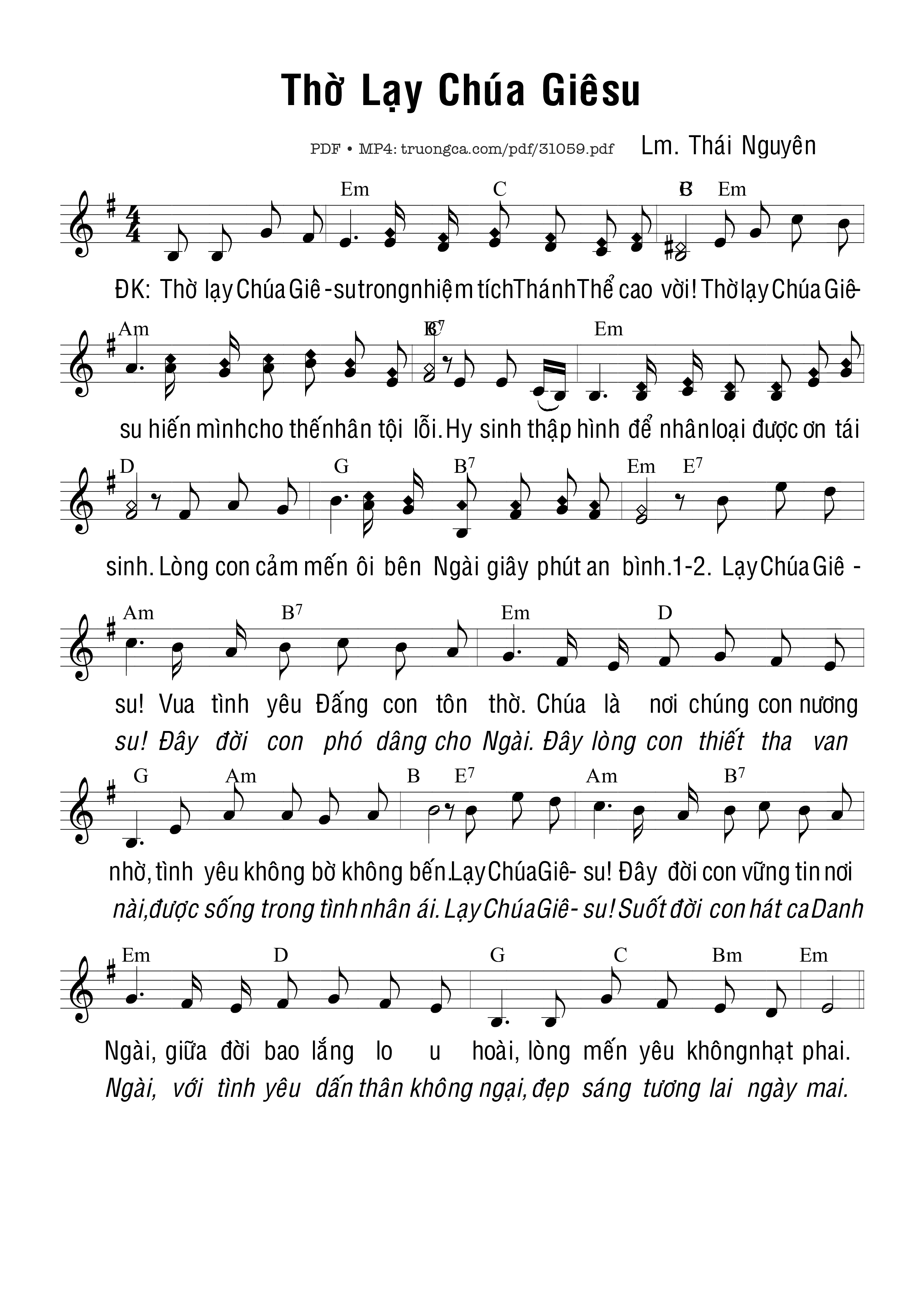 Sheet nhạc PDF bài Thờ Lạy Chúa Giêsu