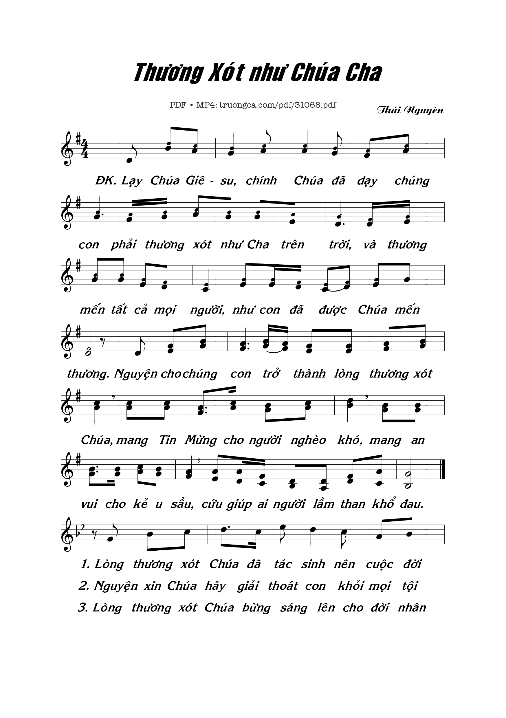 Sheet nhạc PDF bài Thương xót như Chúa Cha