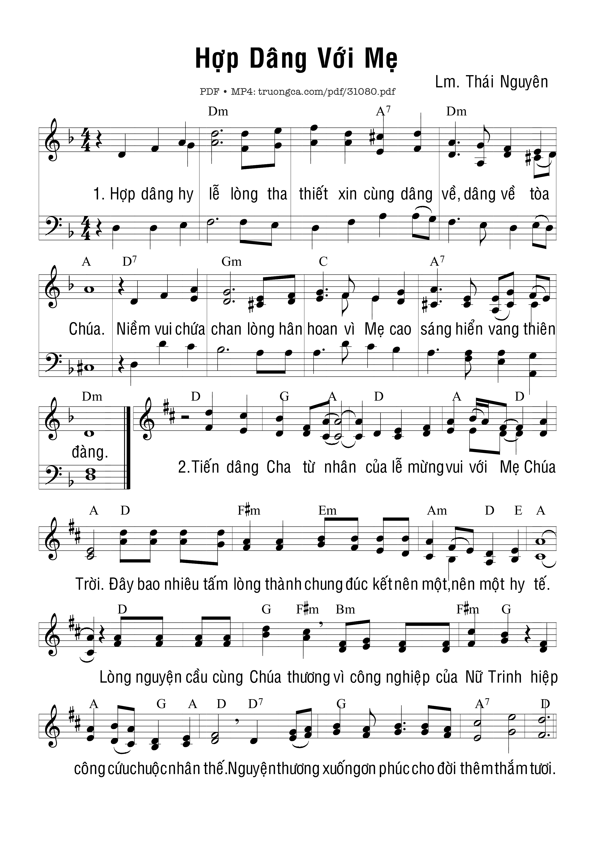 Sheet nhạc PDF bài Hợp Dâng Với Mẹ