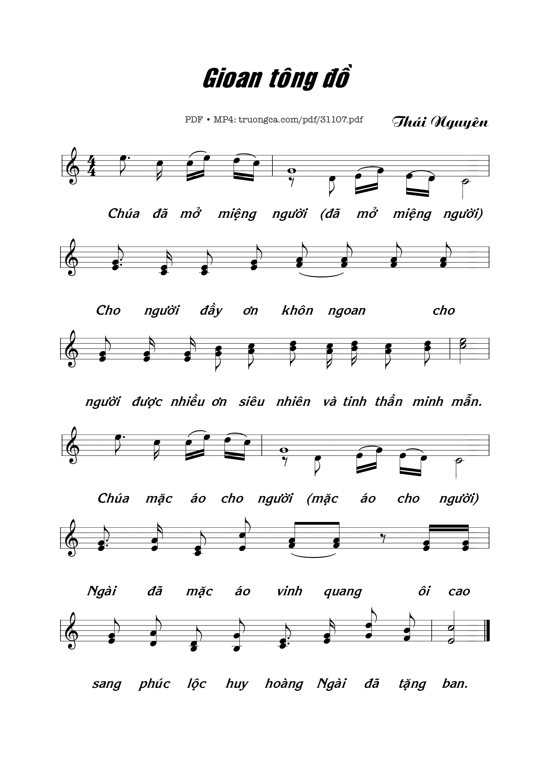 Sheet nhạc PDF bài Gioan Tông đồ