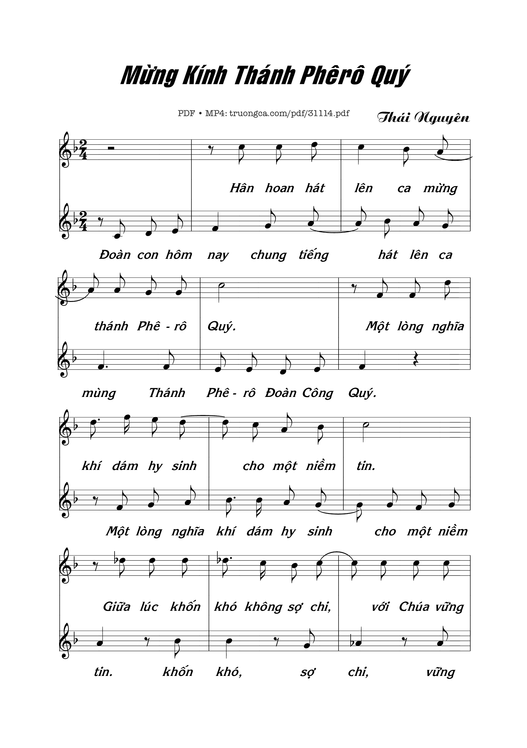 Sheet nhạc PDF bài Mừng Kính Thánh Phêrô Quý