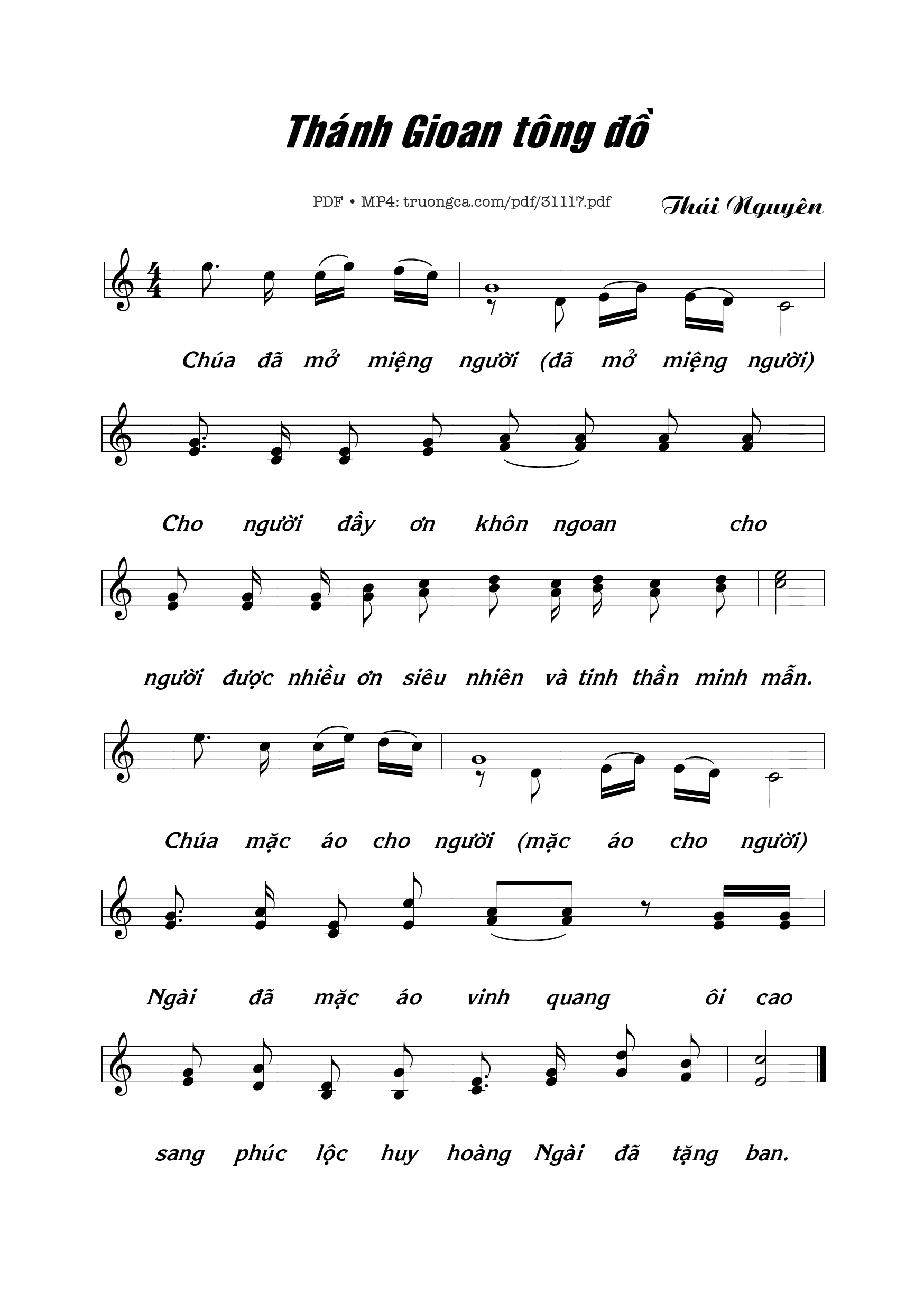 Sheet nhạc PDF bài Thánh Gioan Tông đồ