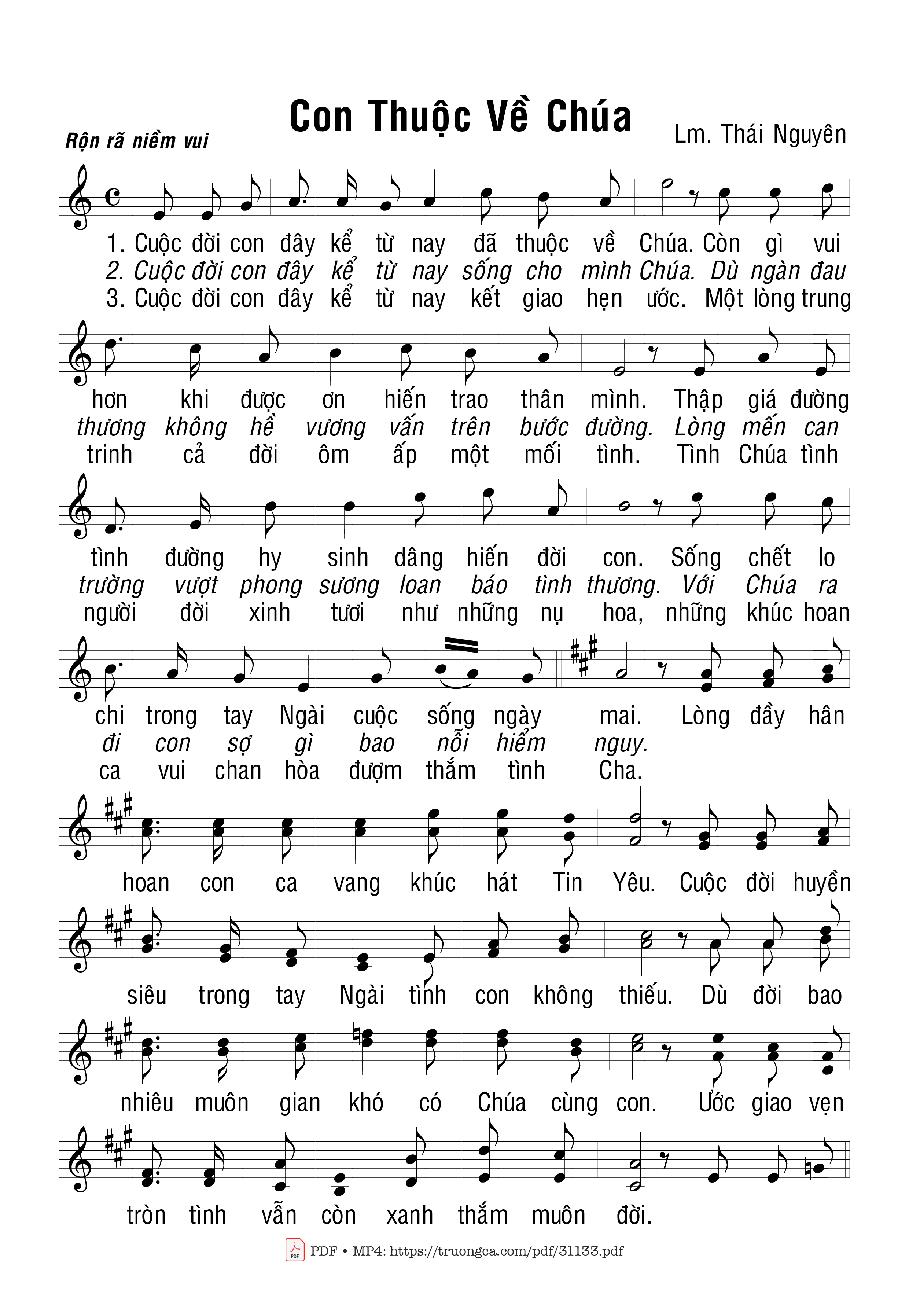 Sheet nhạc PDF bài Con thuộc về Chúa