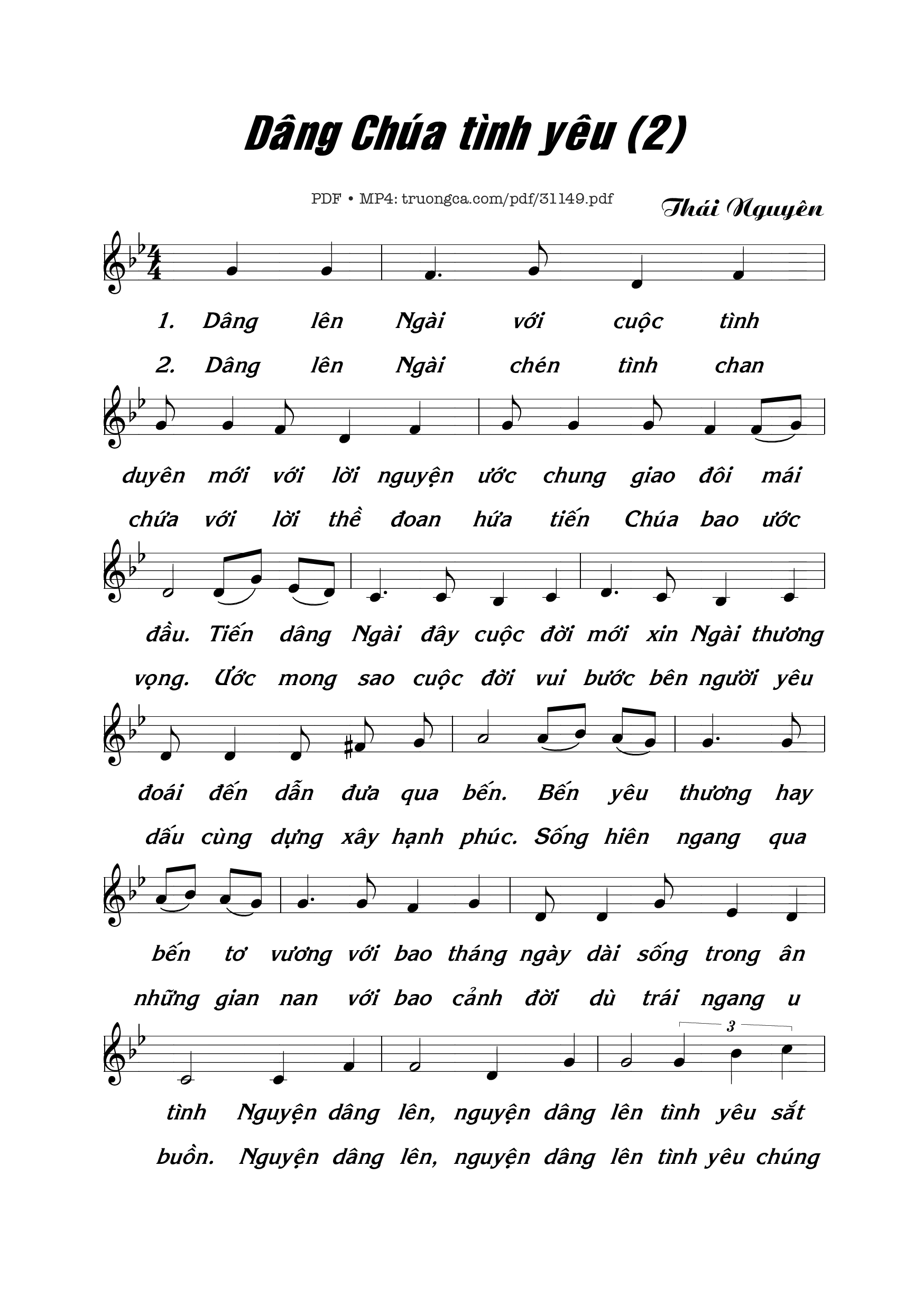 Sheet nhạc PDF bài Dâng Chúa tình yêu 2